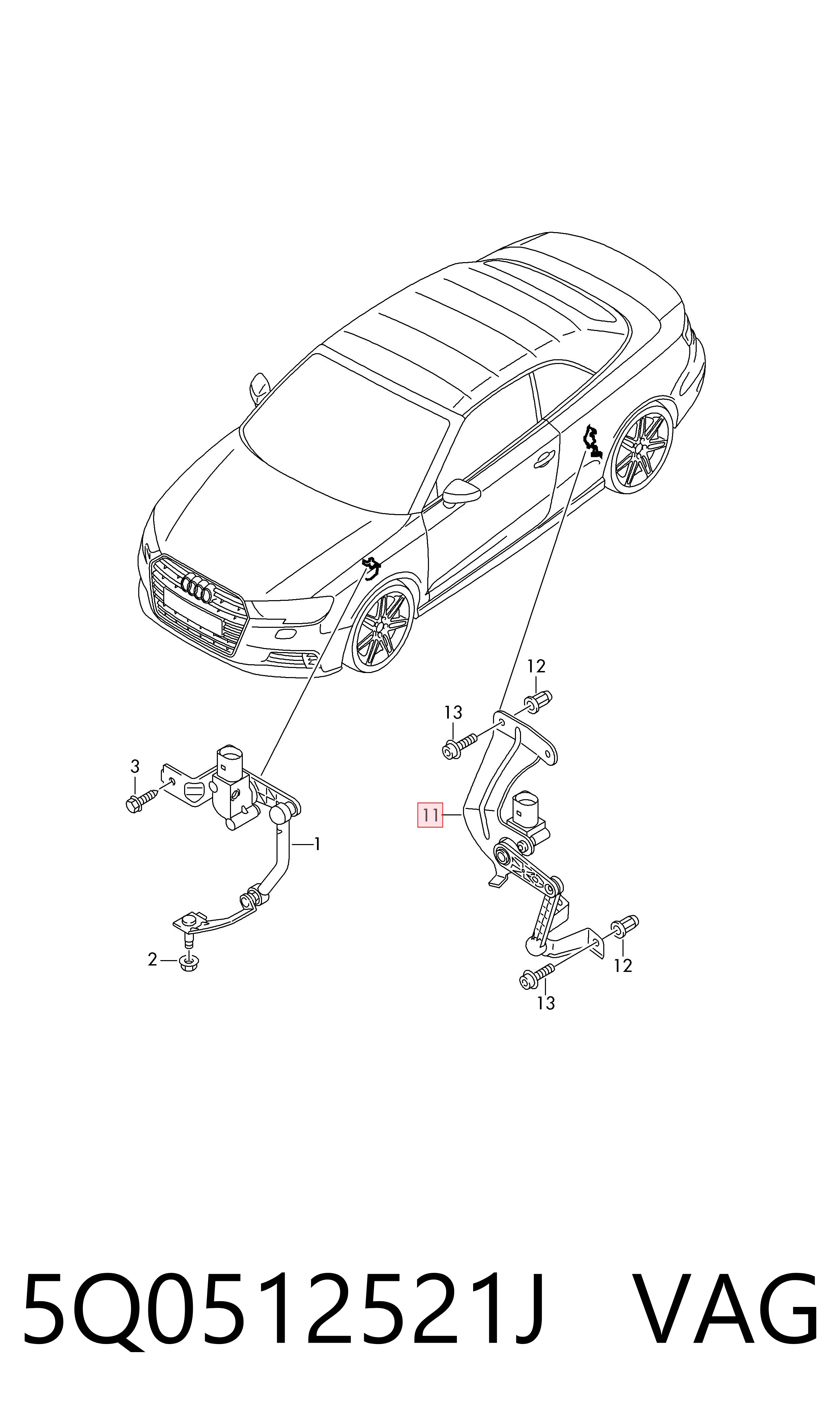 Sensor de nivel de carrocería trasero izquierdo VAG 5Q0512521J precio, desde 49,69 EUR