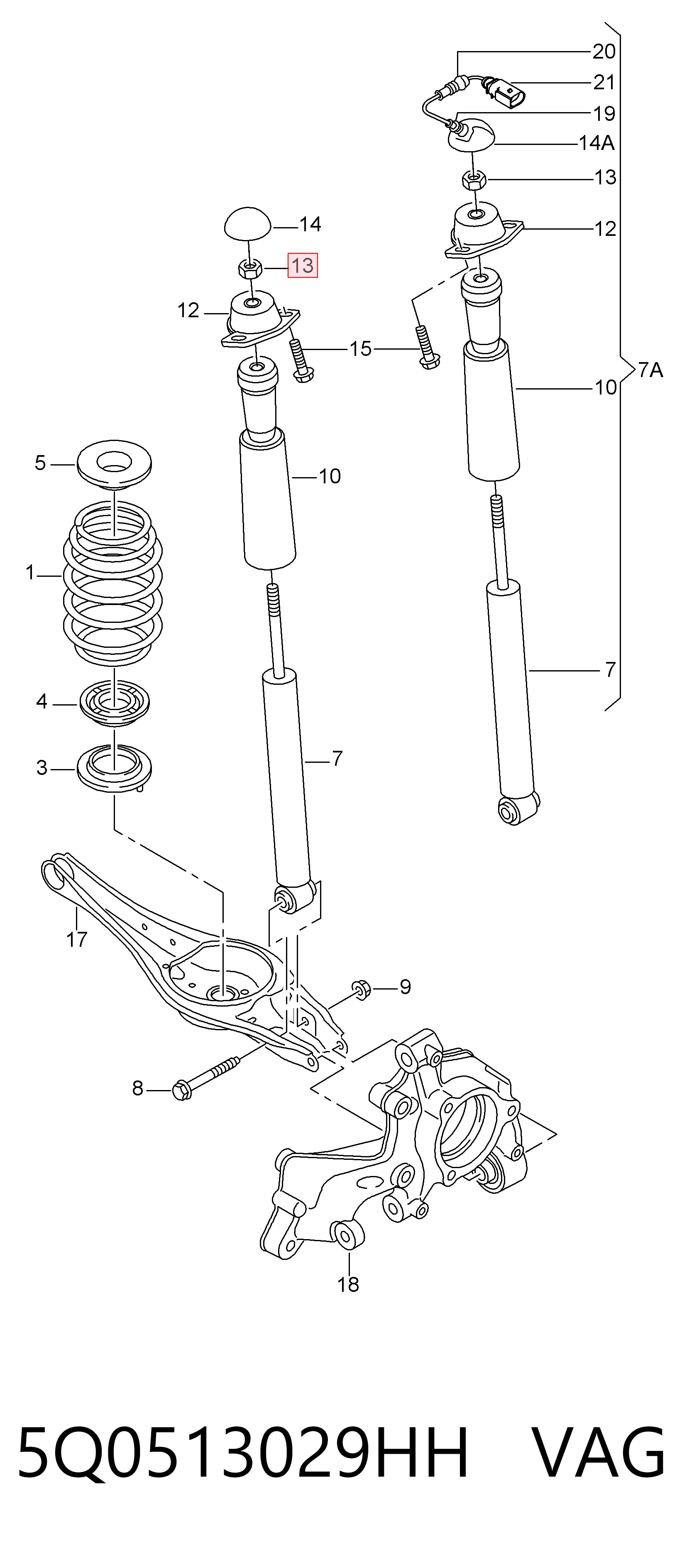 Amortiguador trasero VAG 5Q0513029HH precio, desde 41,49 EUR