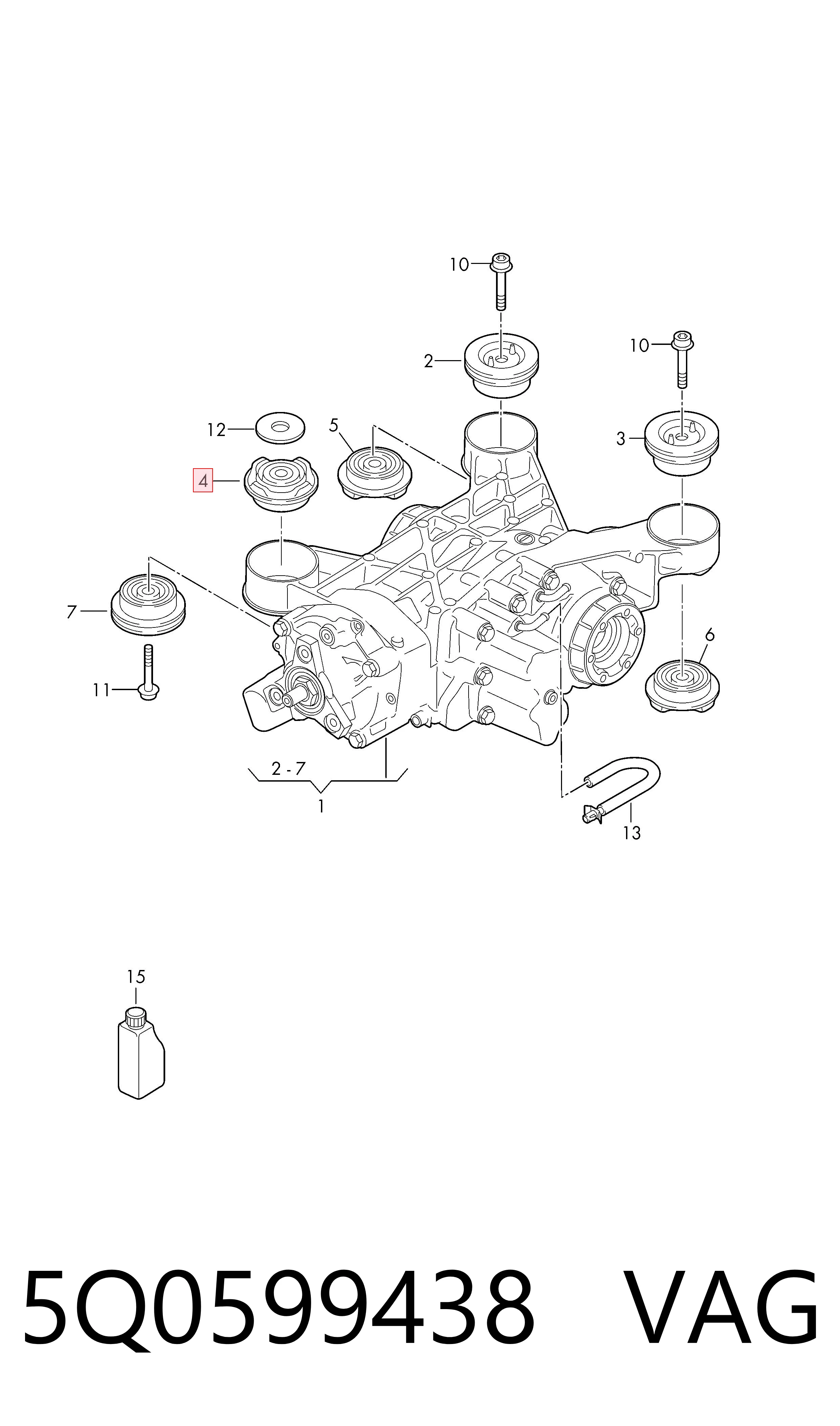 5Q0599438 VAG Silentblock del soporte del diferencial trasero