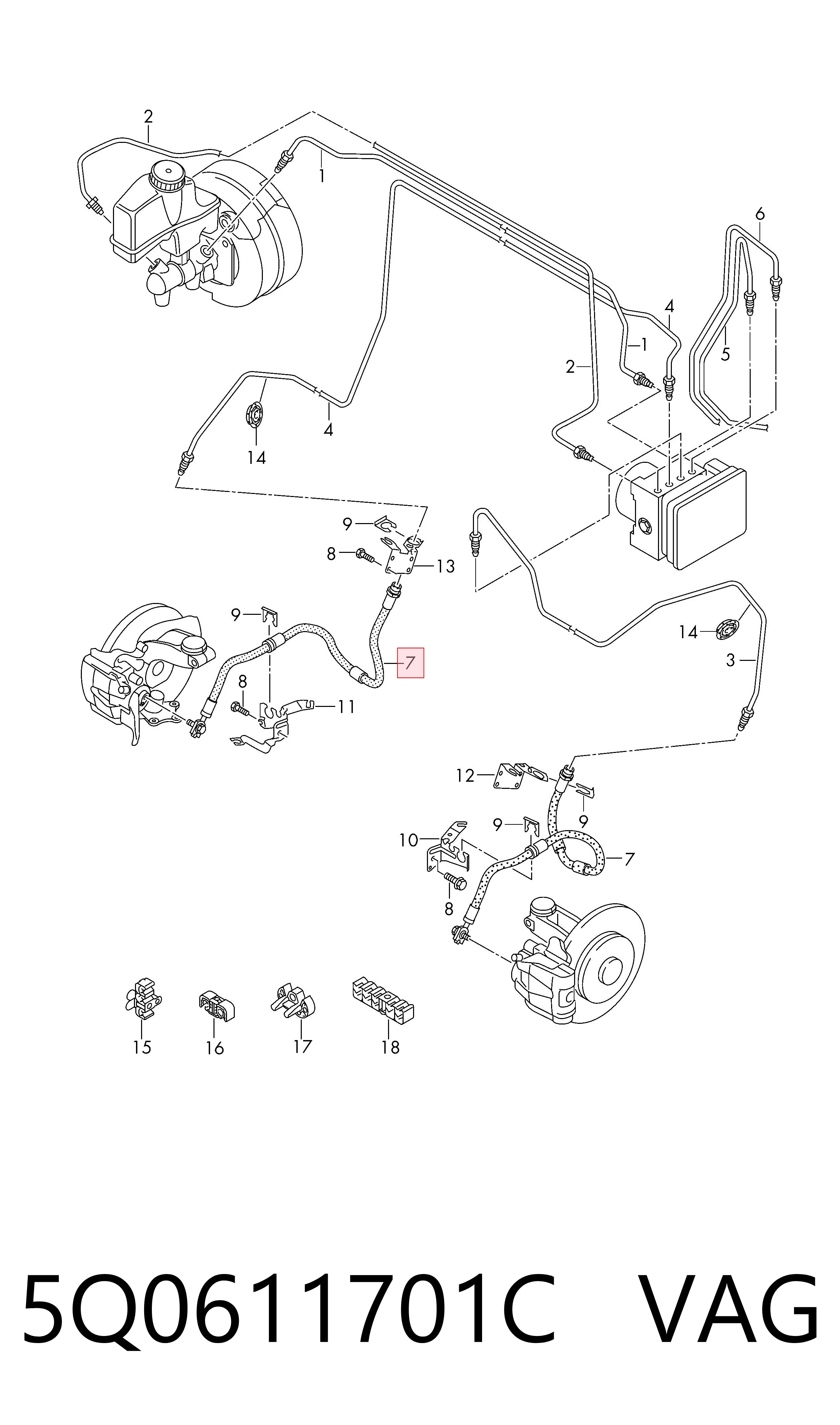 Comprar 5Q0611701C VAG Latiguillos de freno delantero