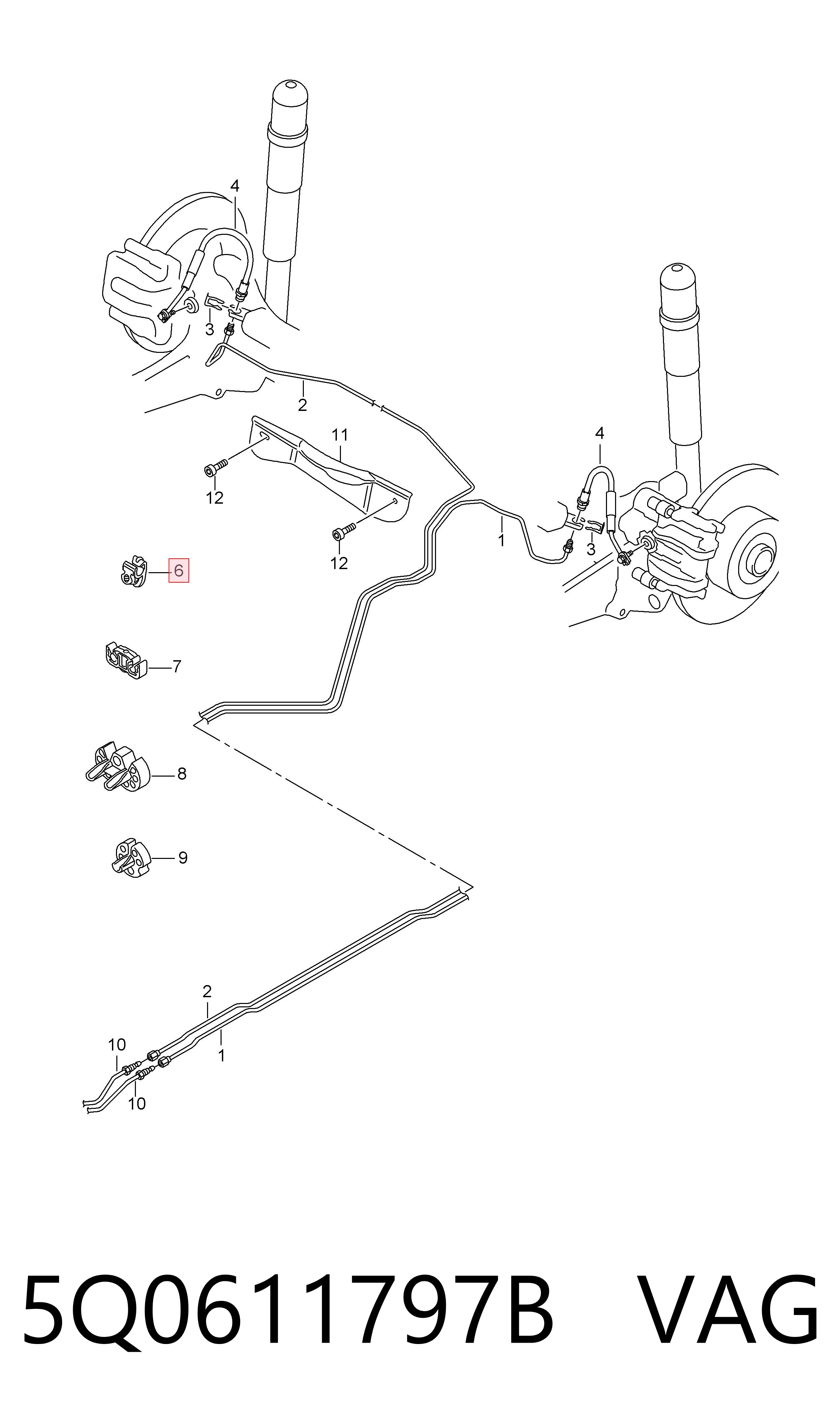 Soporte de sujeción de tubos de freno VAG 5Q0611797B precio, desde 1,78 EUR