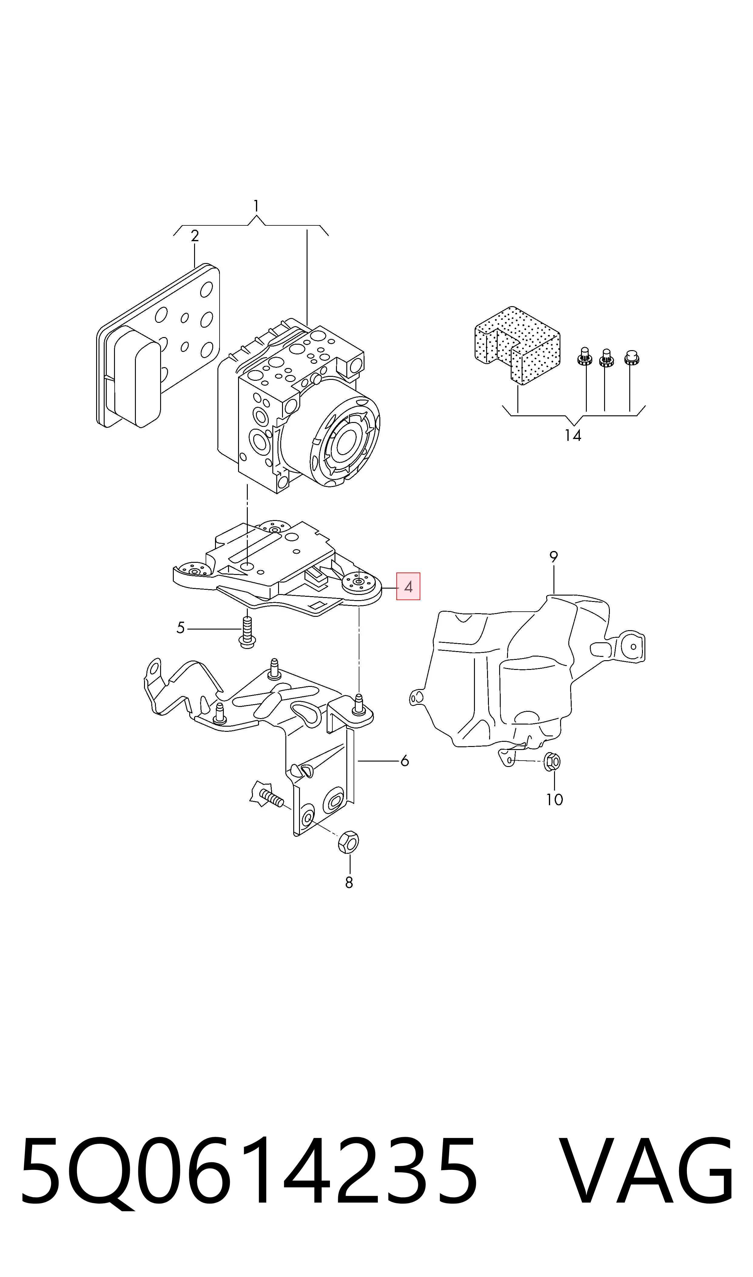 5Q0614235 VAG Soporte sensor ABS