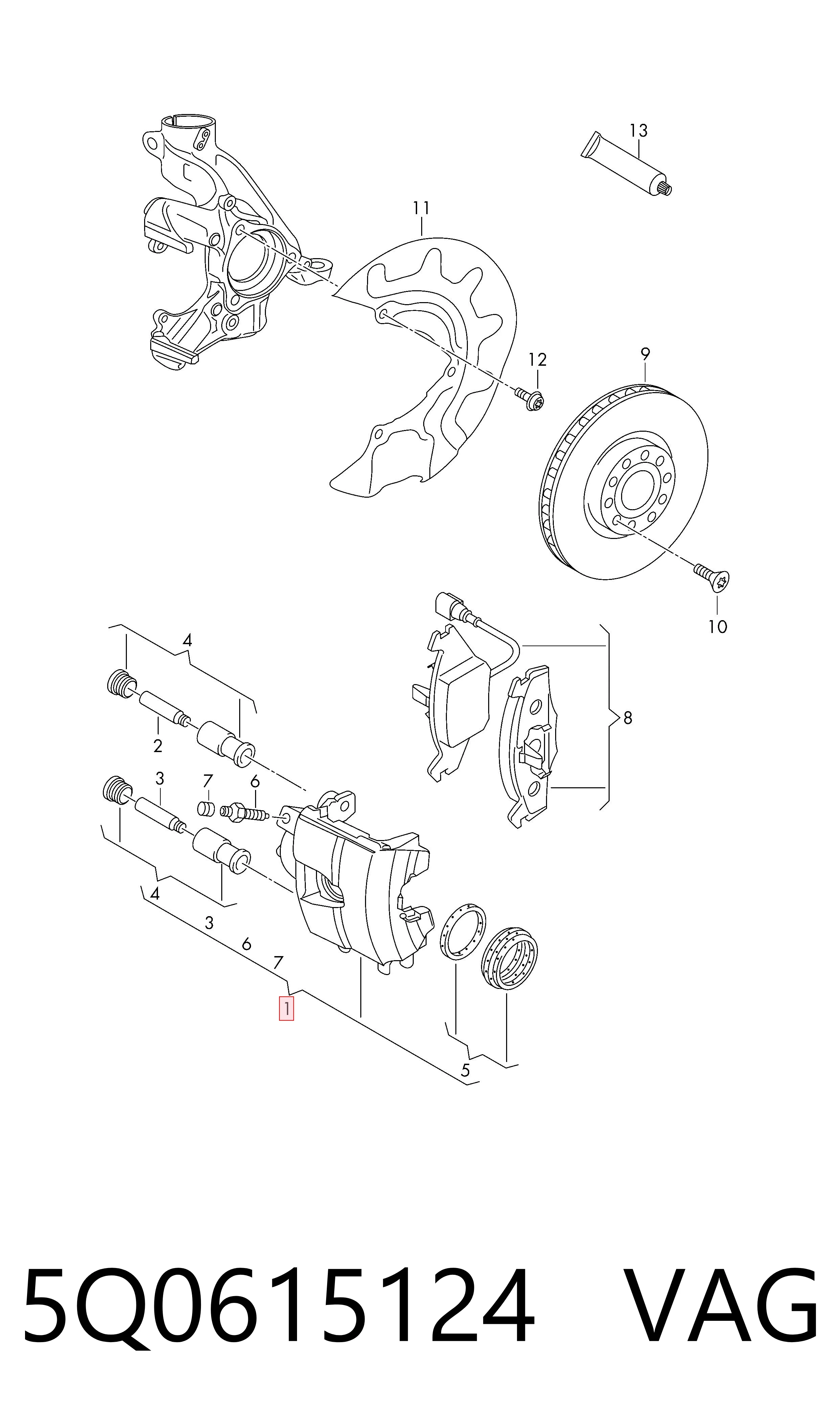 Comprar 5Q0615124 VAG Pinza de freno delantera derecha