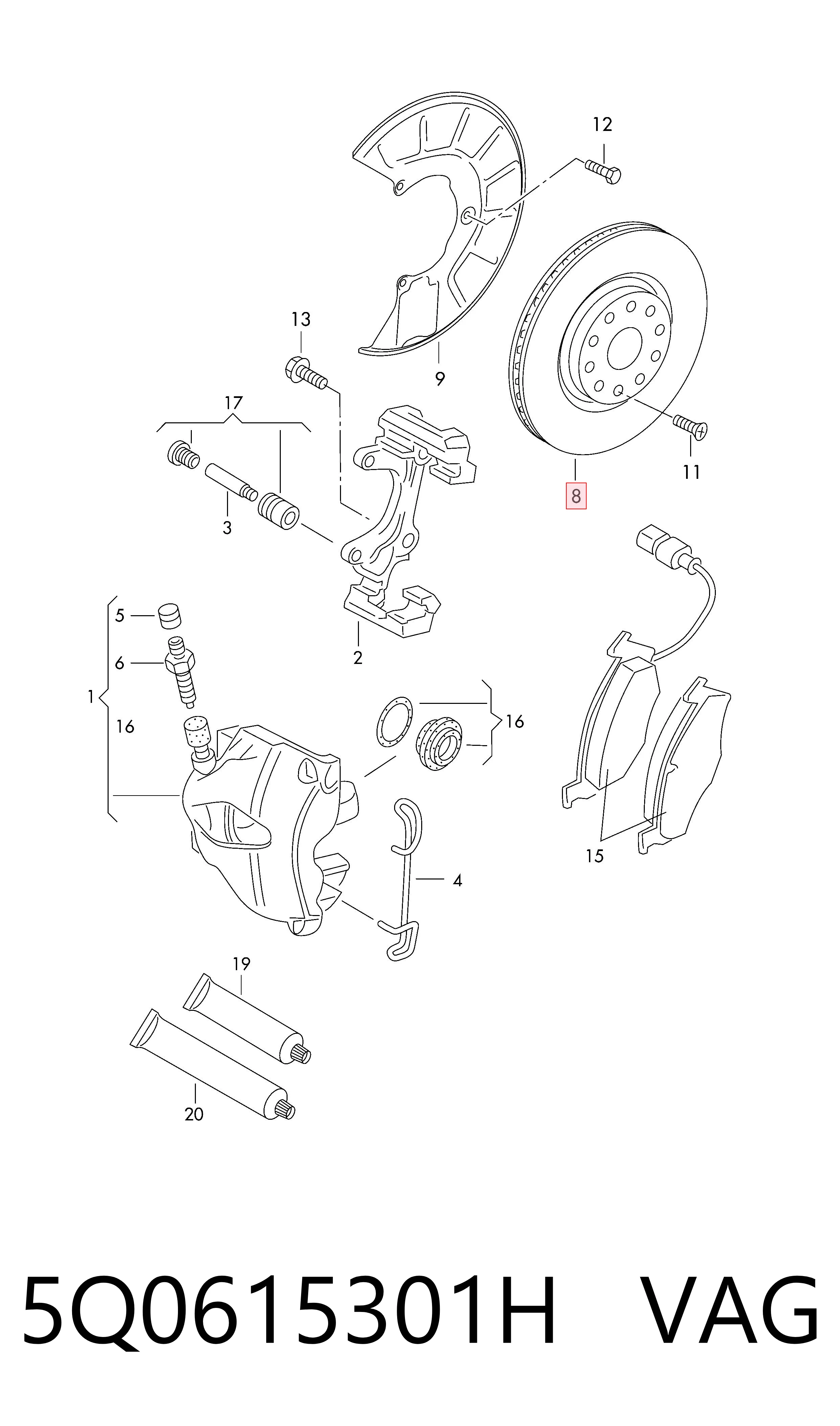 Juego de reparación de frenos delanteros VAG 5Q0615301H precio, desde 36,87 EUR
