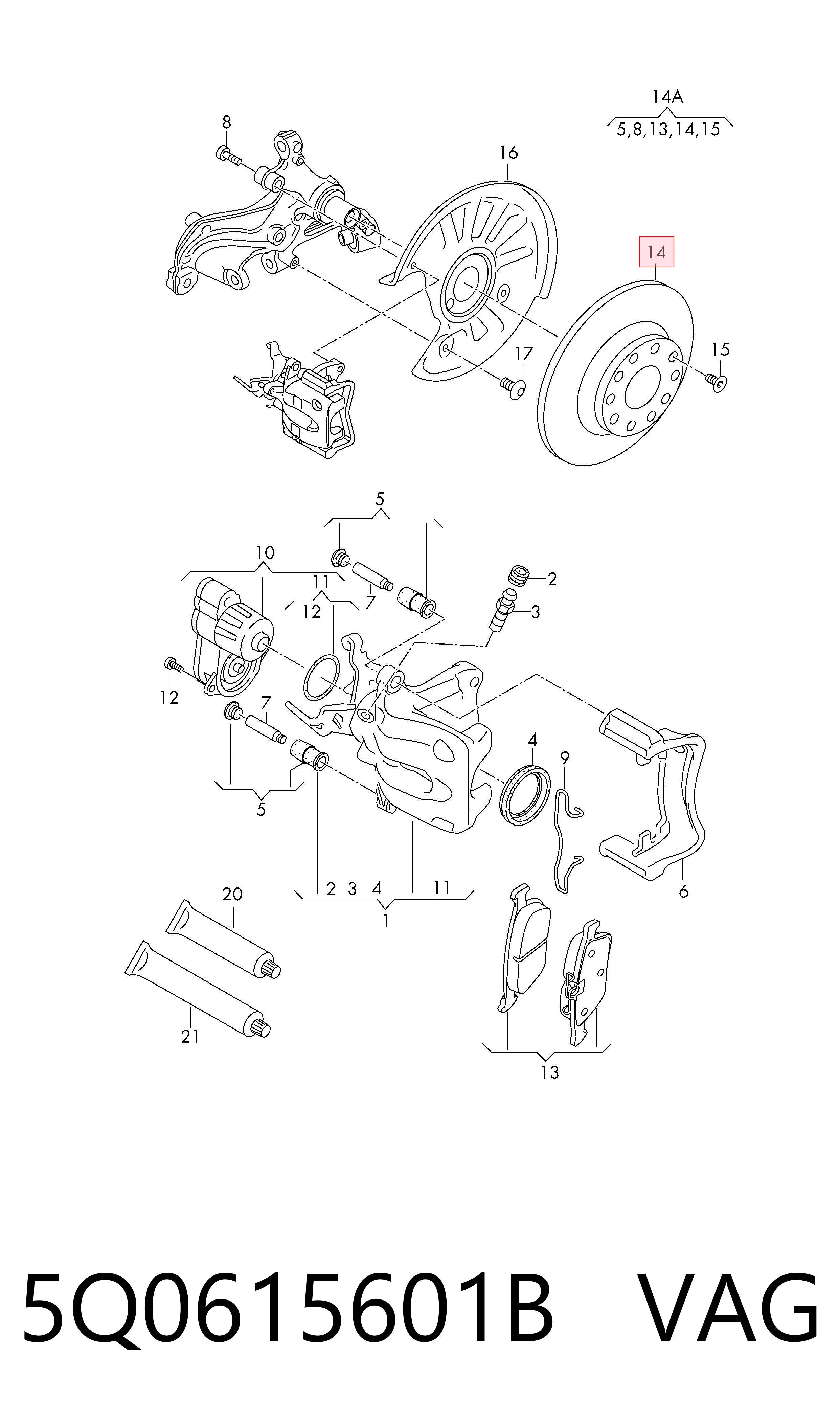 Disco de freno trasero VAG 5Q0615601B precio, desde 35,39 EUR