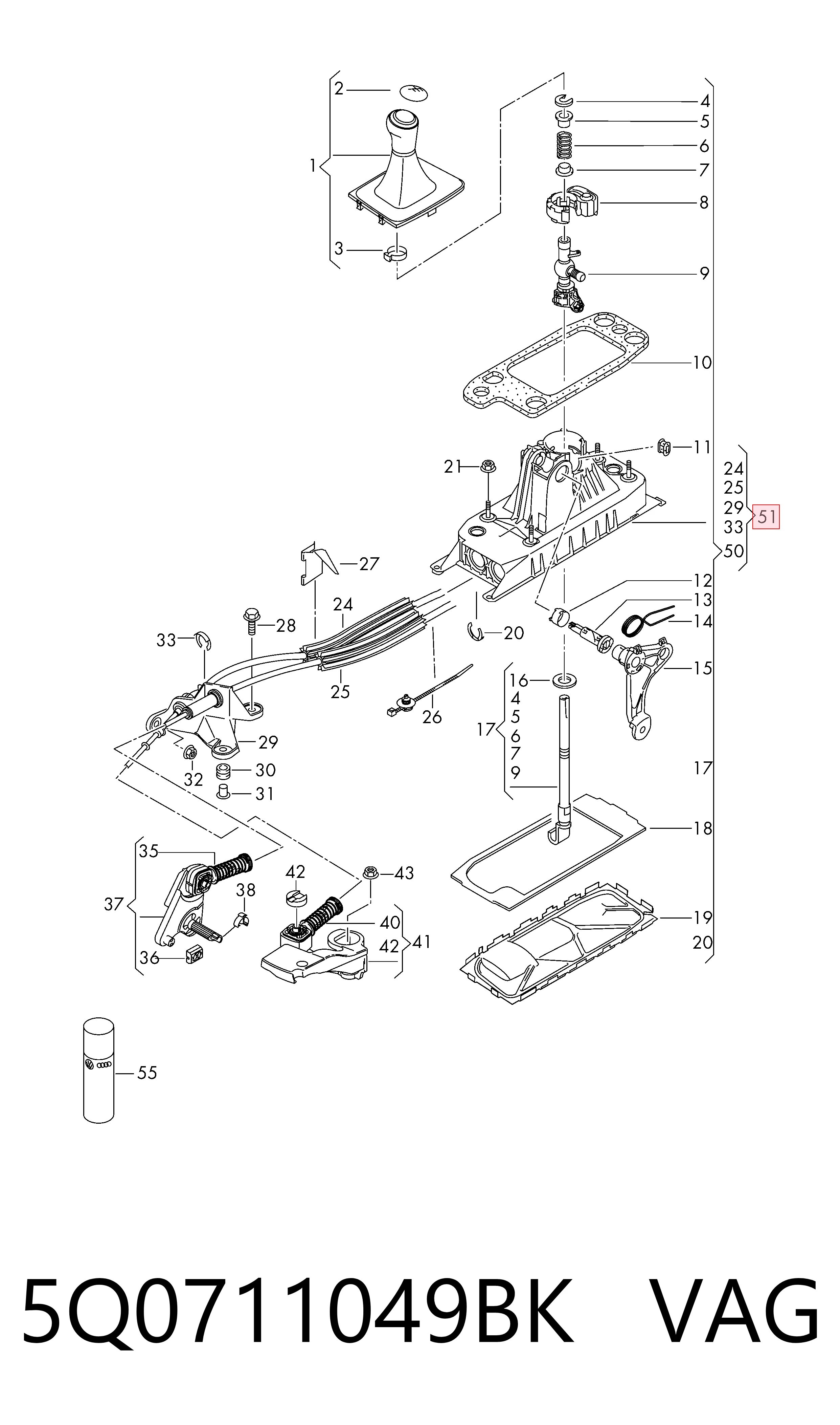 Comprar 5Q0711049BK VAG Palanca de cambios