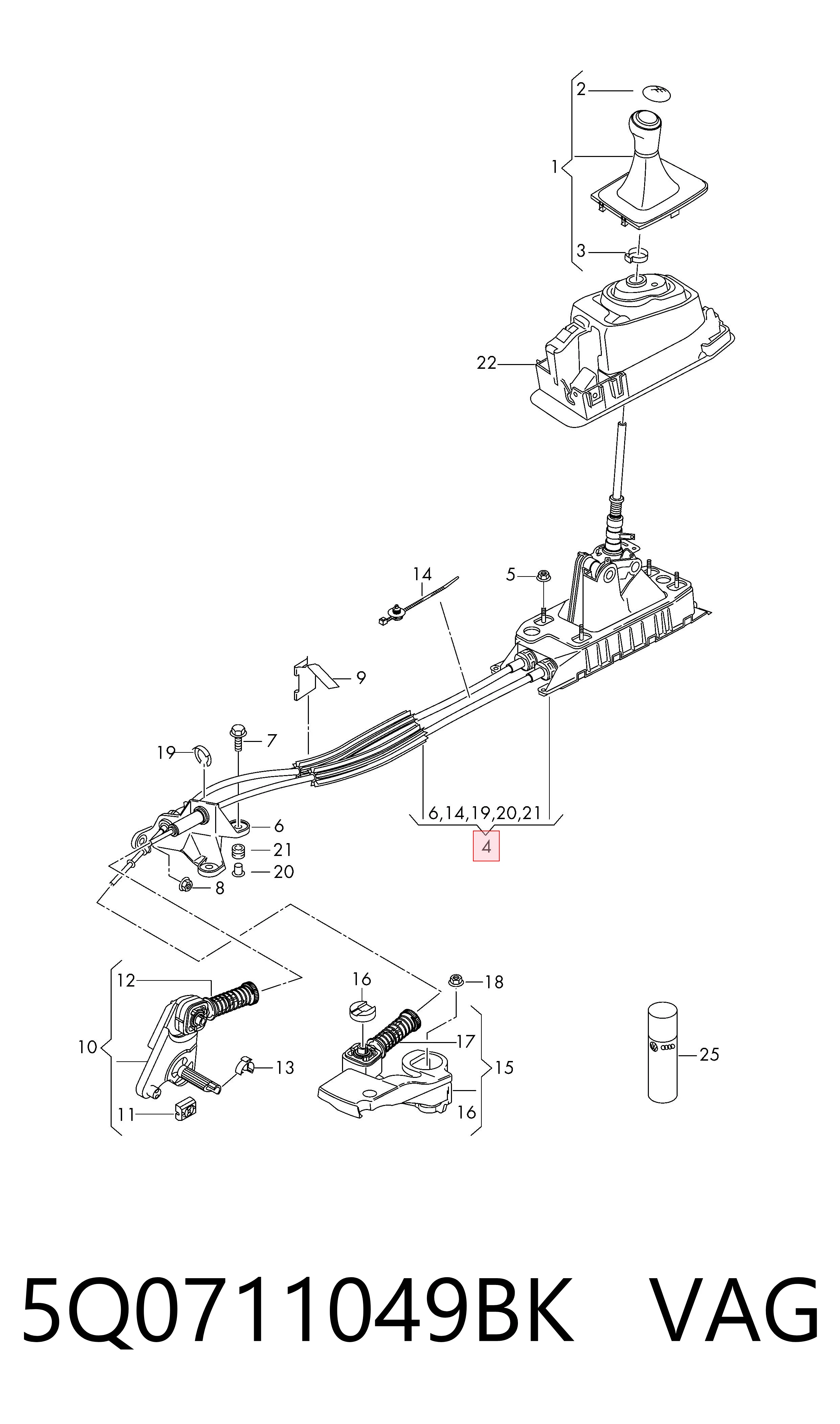 Mecanismo selector de marchas VAG 5Q0711049BK precio, desde 65,34 EUR