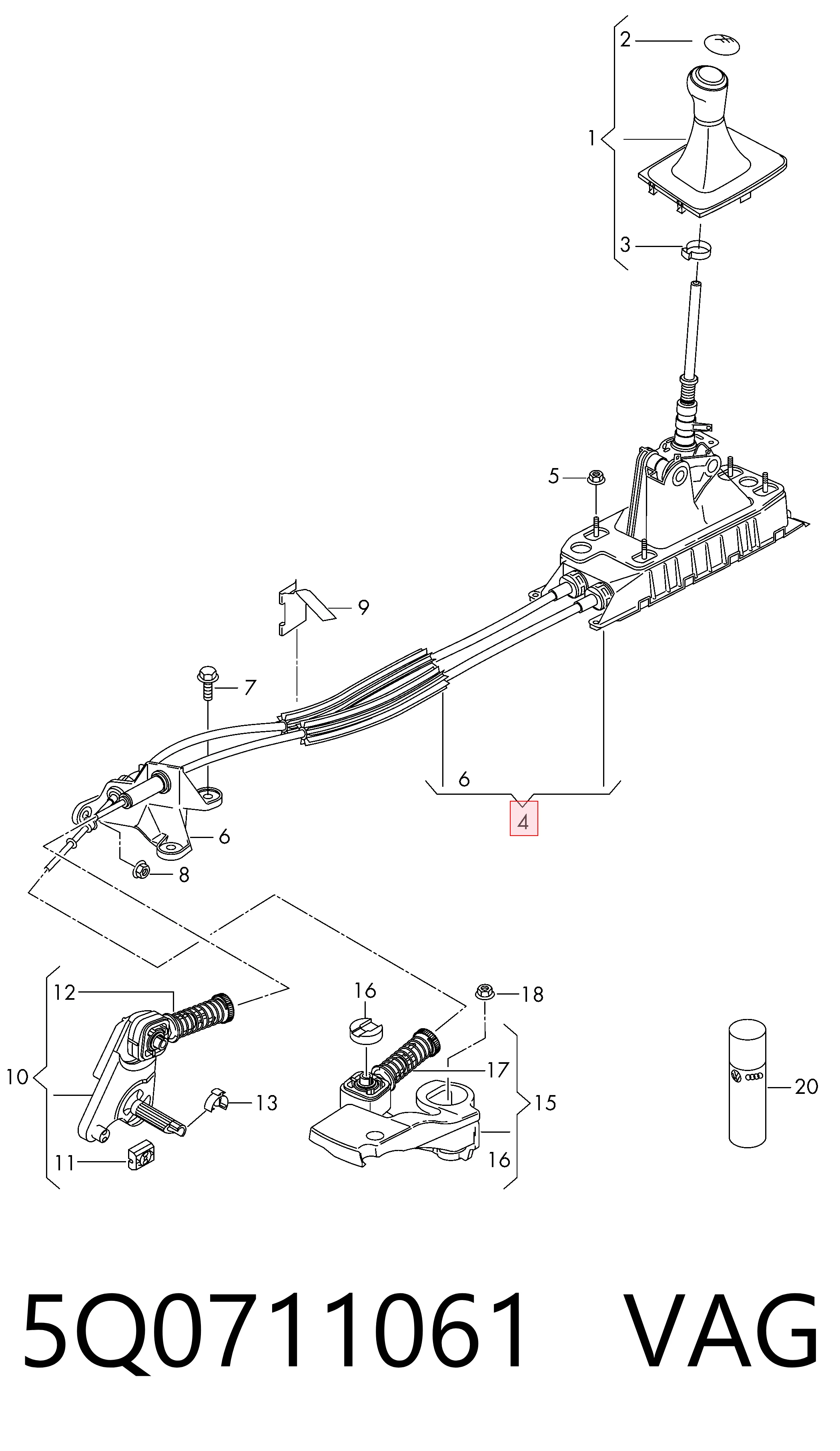 palanca selectora de cambios Skoda Octavia III A7