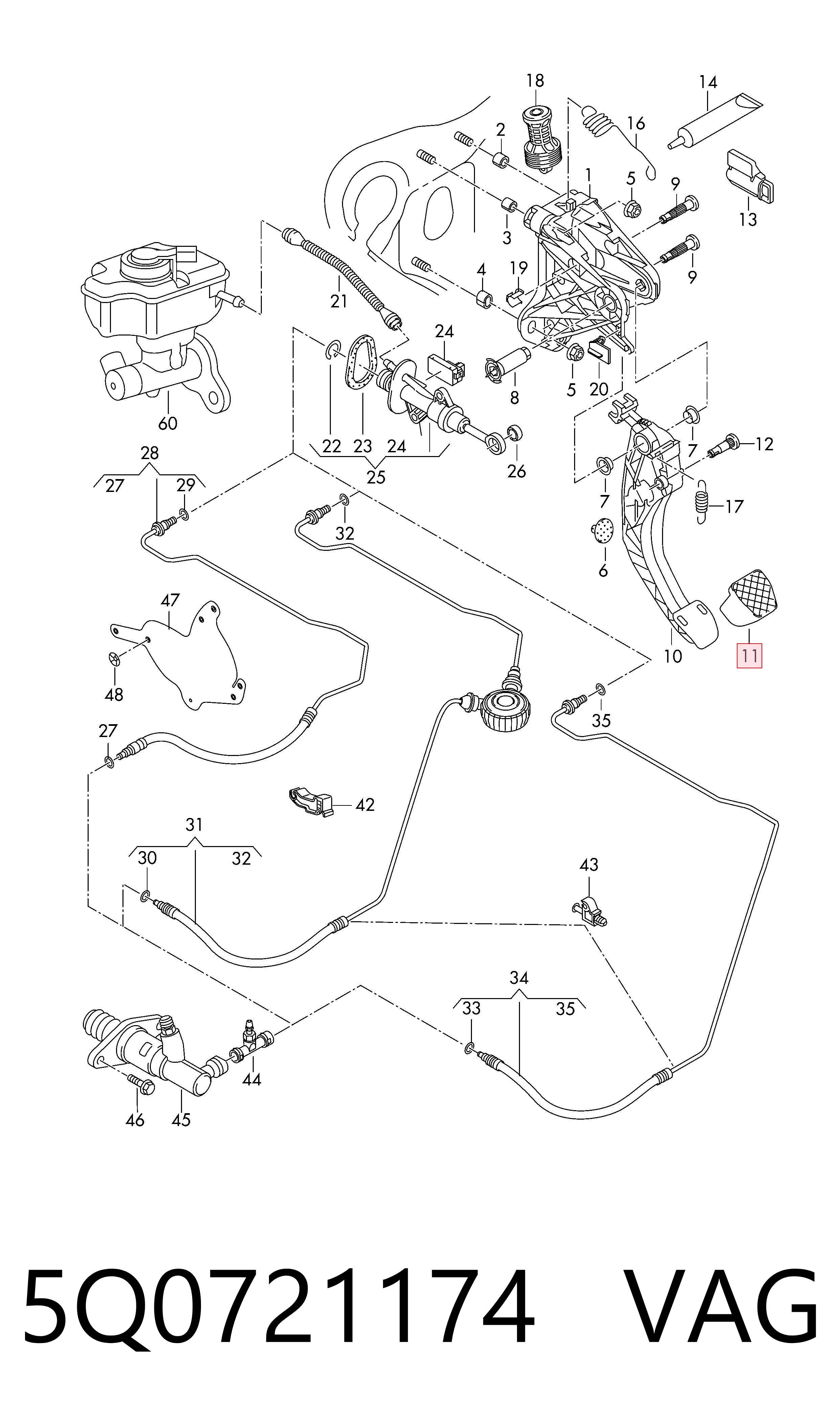 5Q0721174 VAG Cubierta del pedal del acelerador