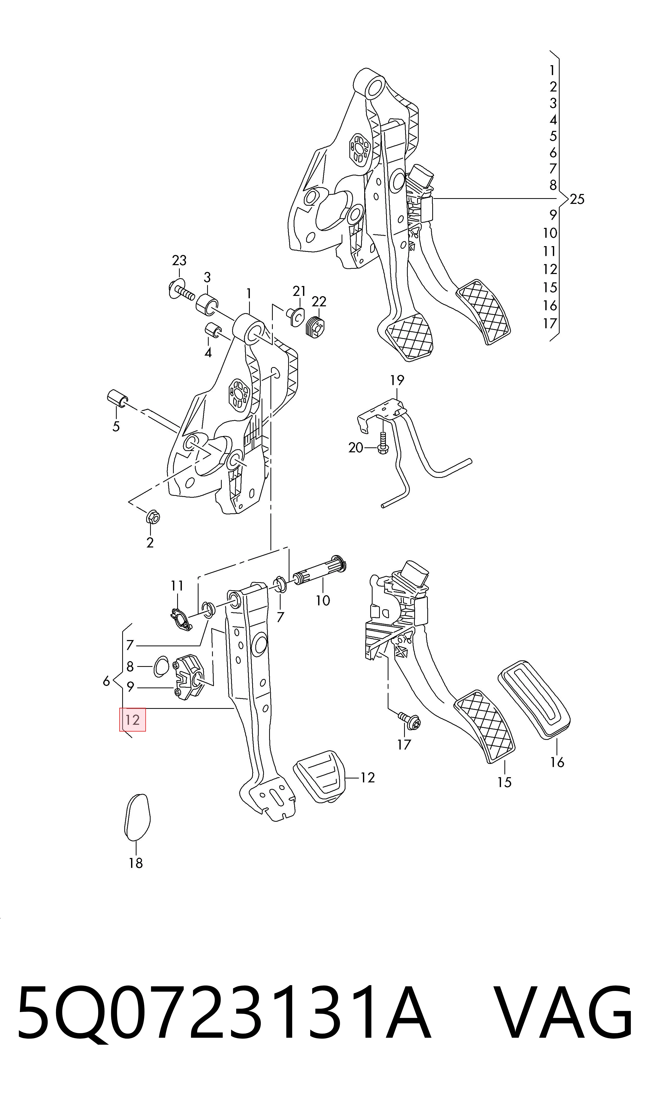 5Q0723131A VAG Cubierta de pedal de freno