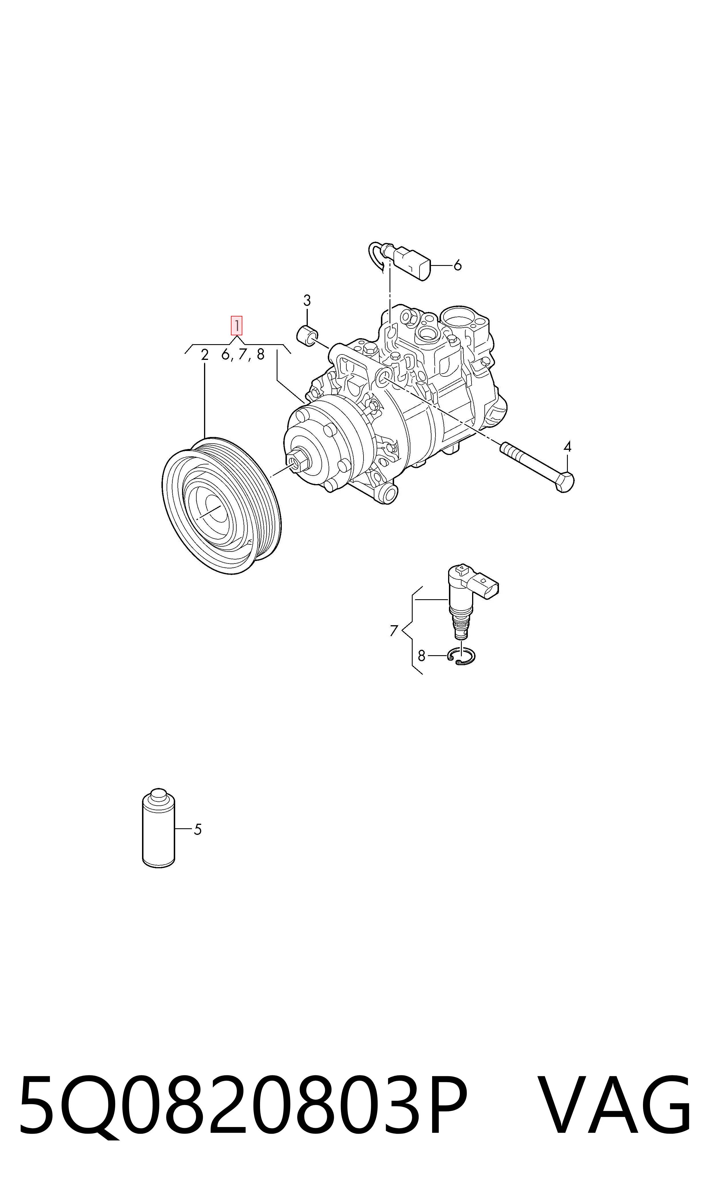 5Q0820803P VAG Compresor climatizador