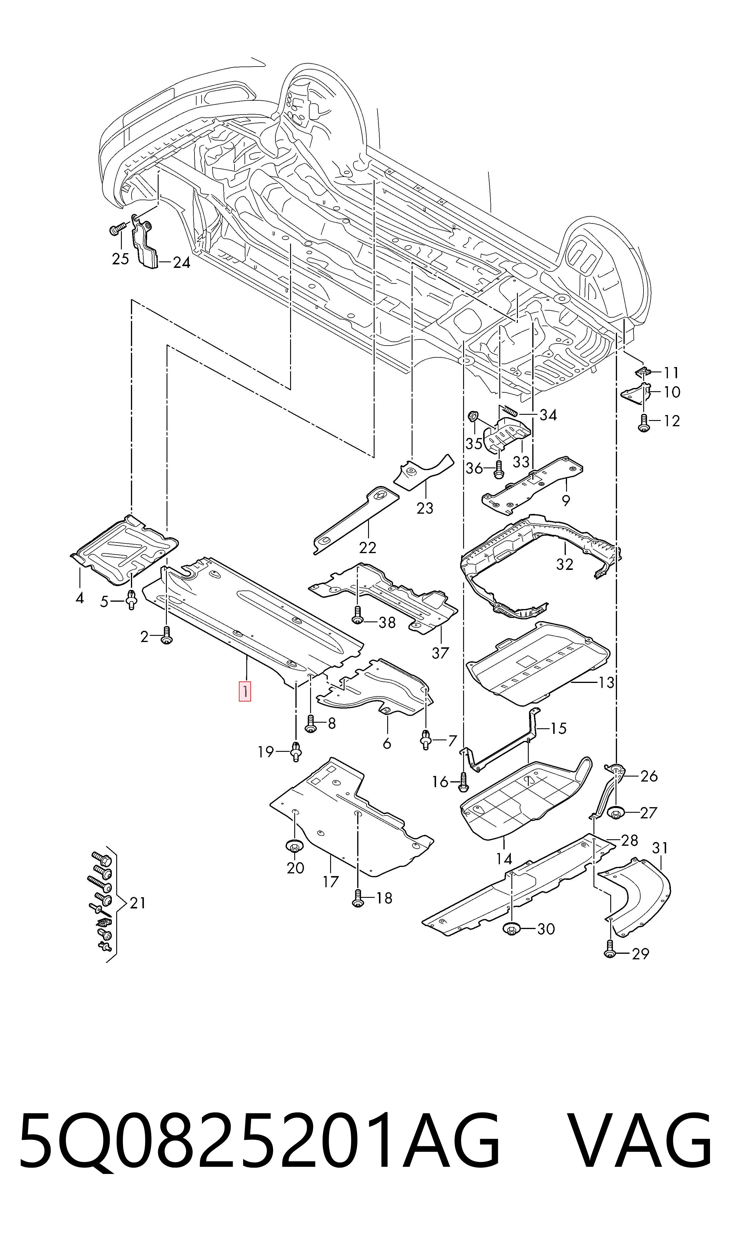 5Q0825201AG VAG Protección inferior izquierda