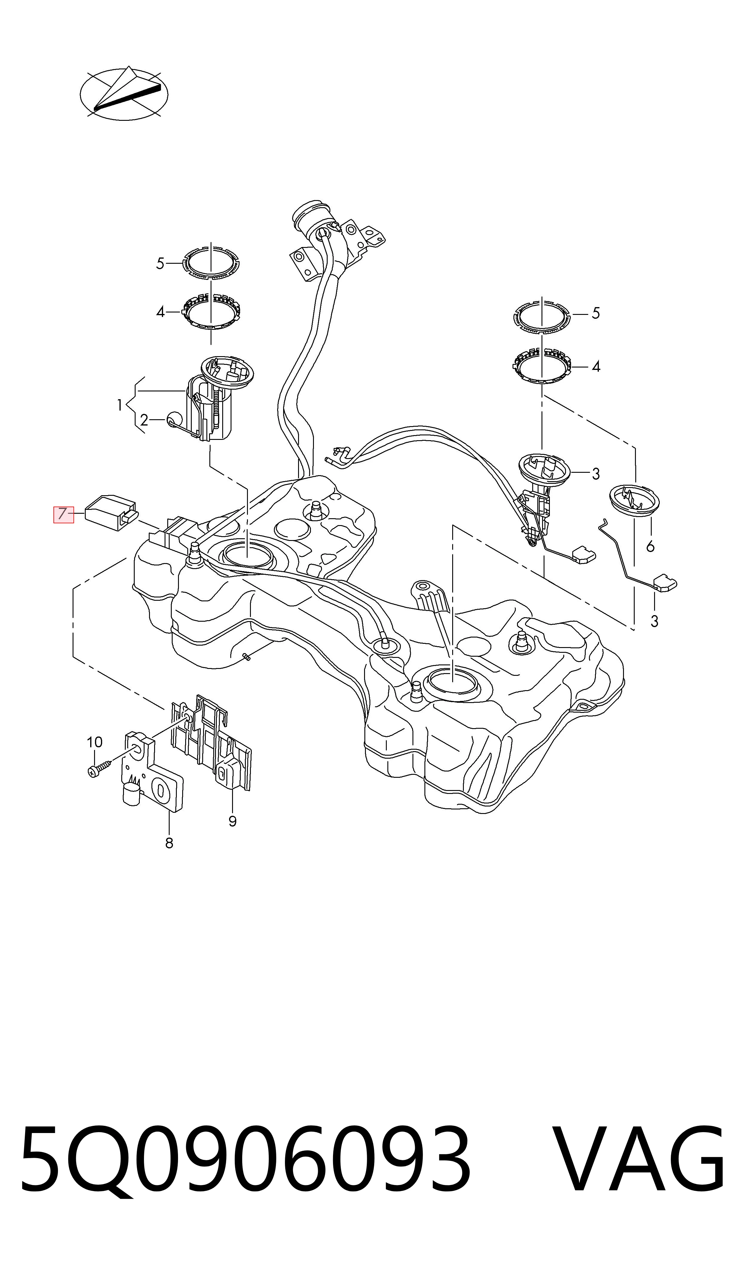 5Q0906093 VAG Módulo de control del motor de la bomba de combustible