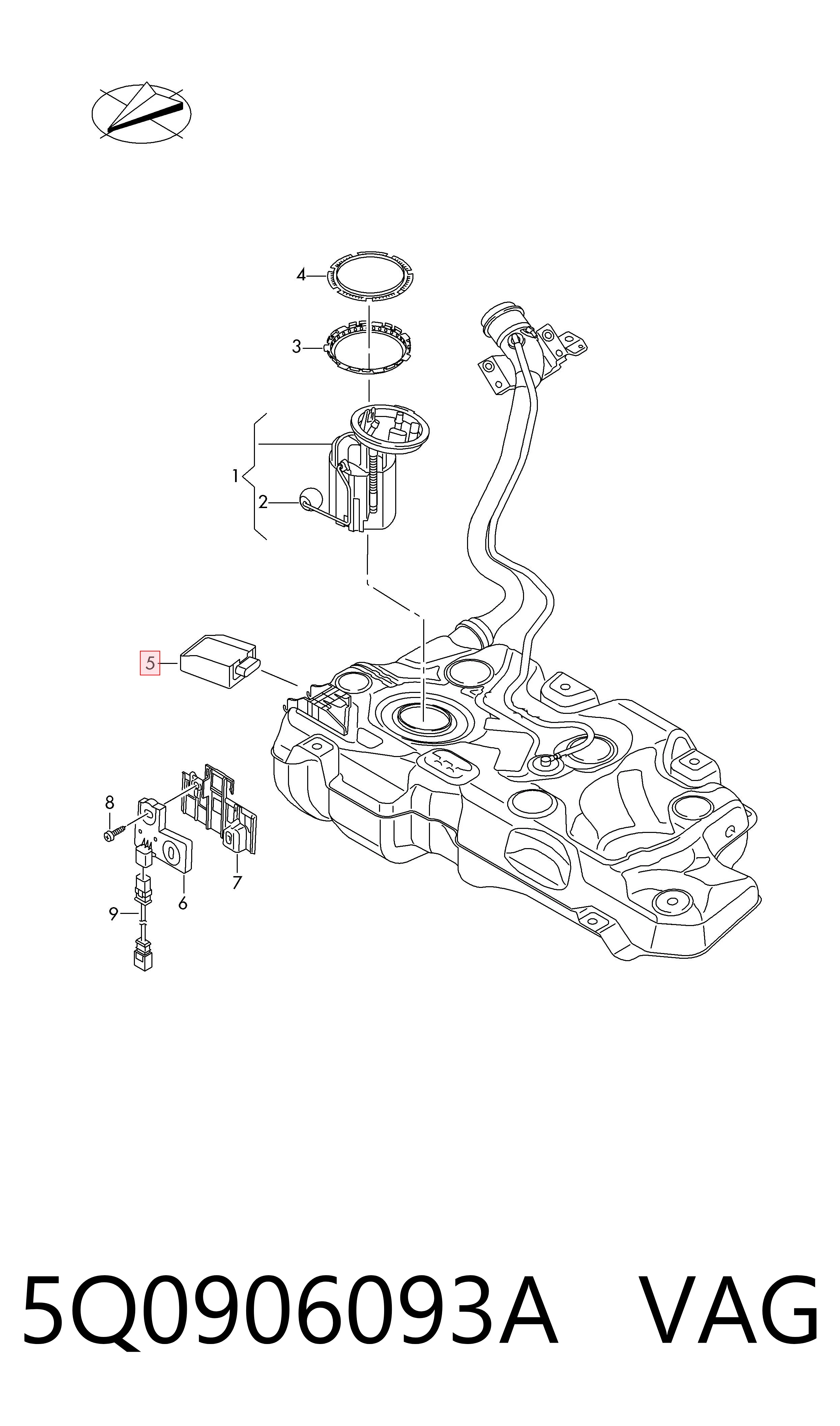 5Q0906093A VAG Módulo de control del motor de la bomba de combustible