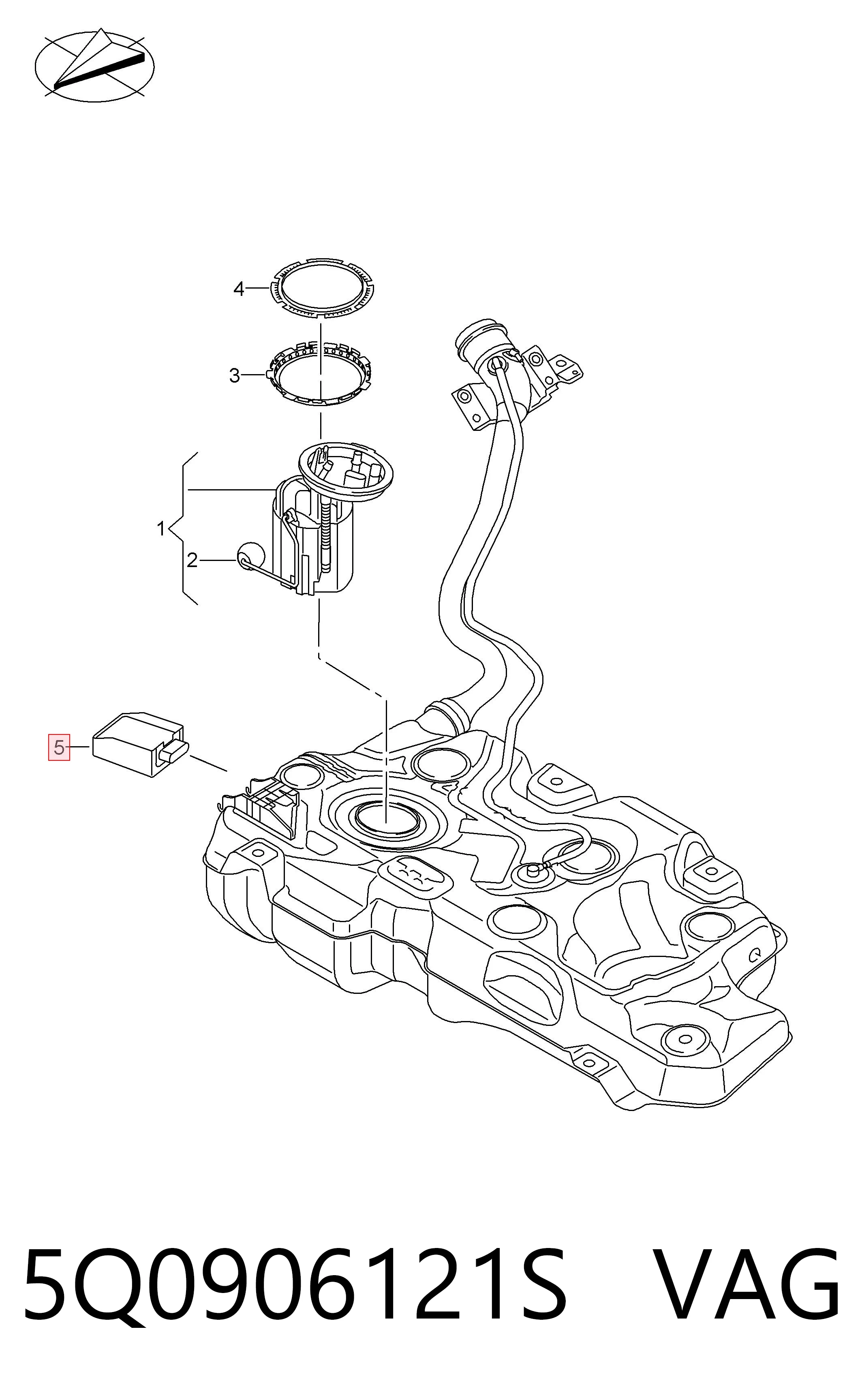5Q0906121S VAG Módulo de control del motor de la bomba de combustible