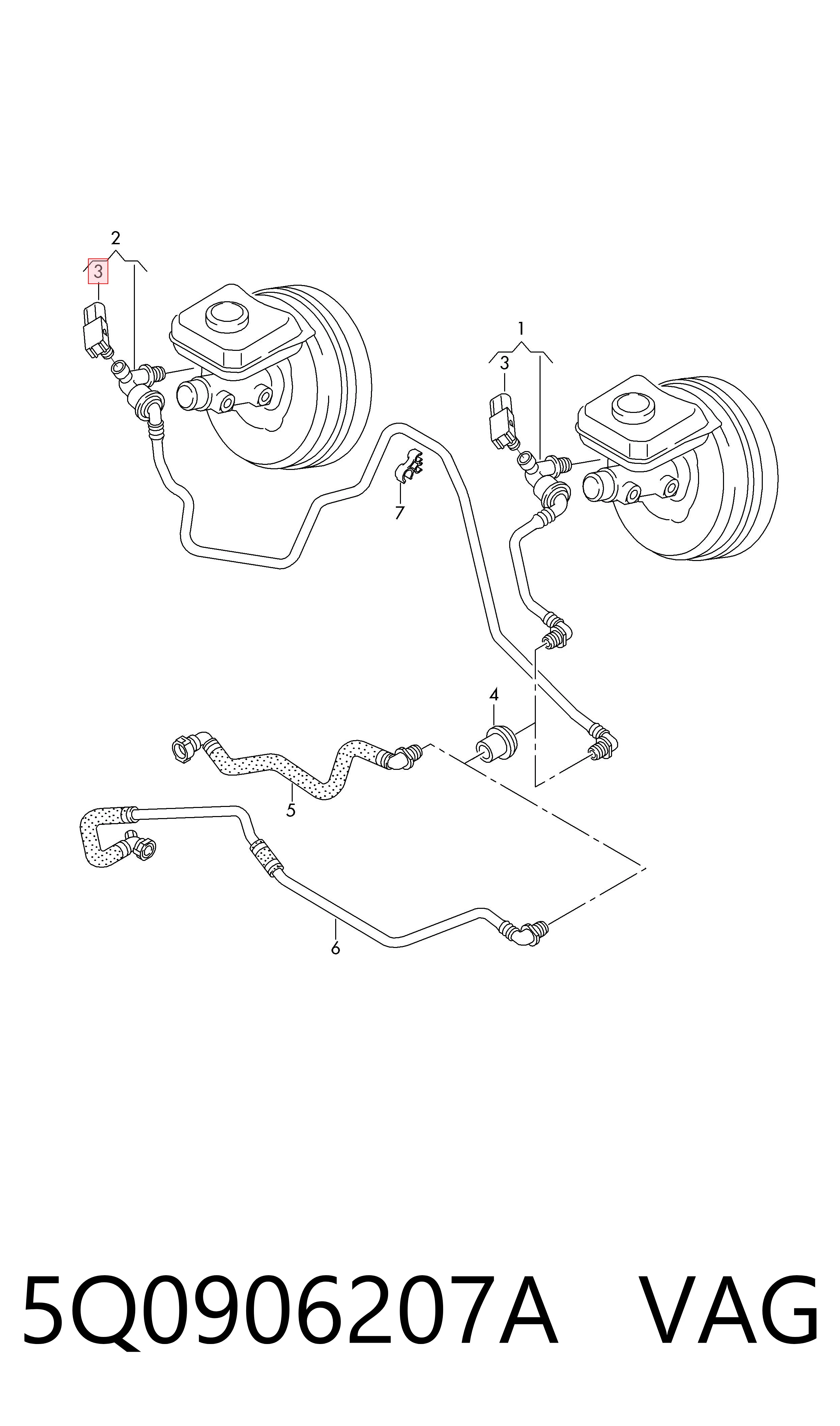 5Q0906207A VAG Sensor de vacío del servofreno