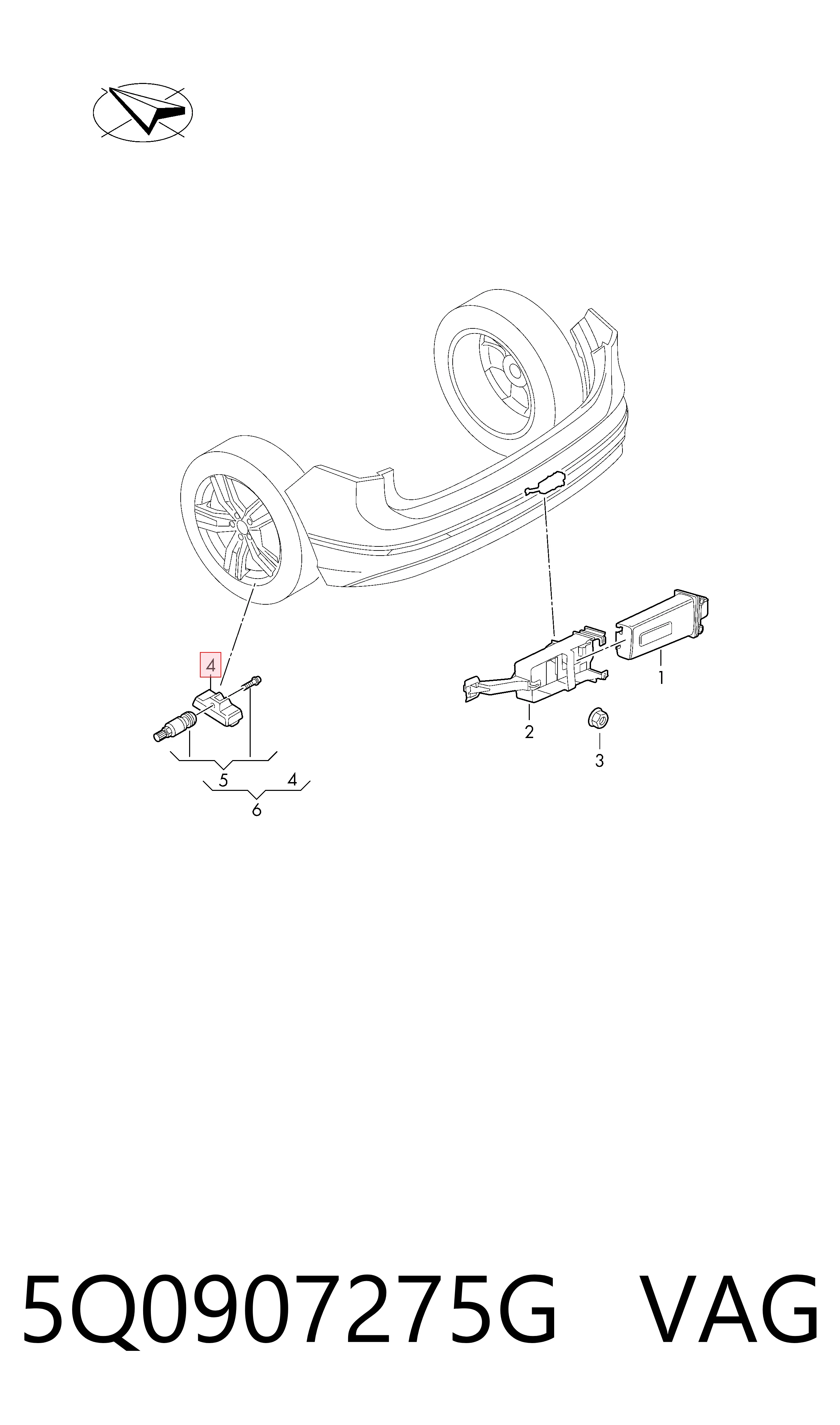 5Q0907275G VAG Sensor de presión de neumáticos (TPMS)