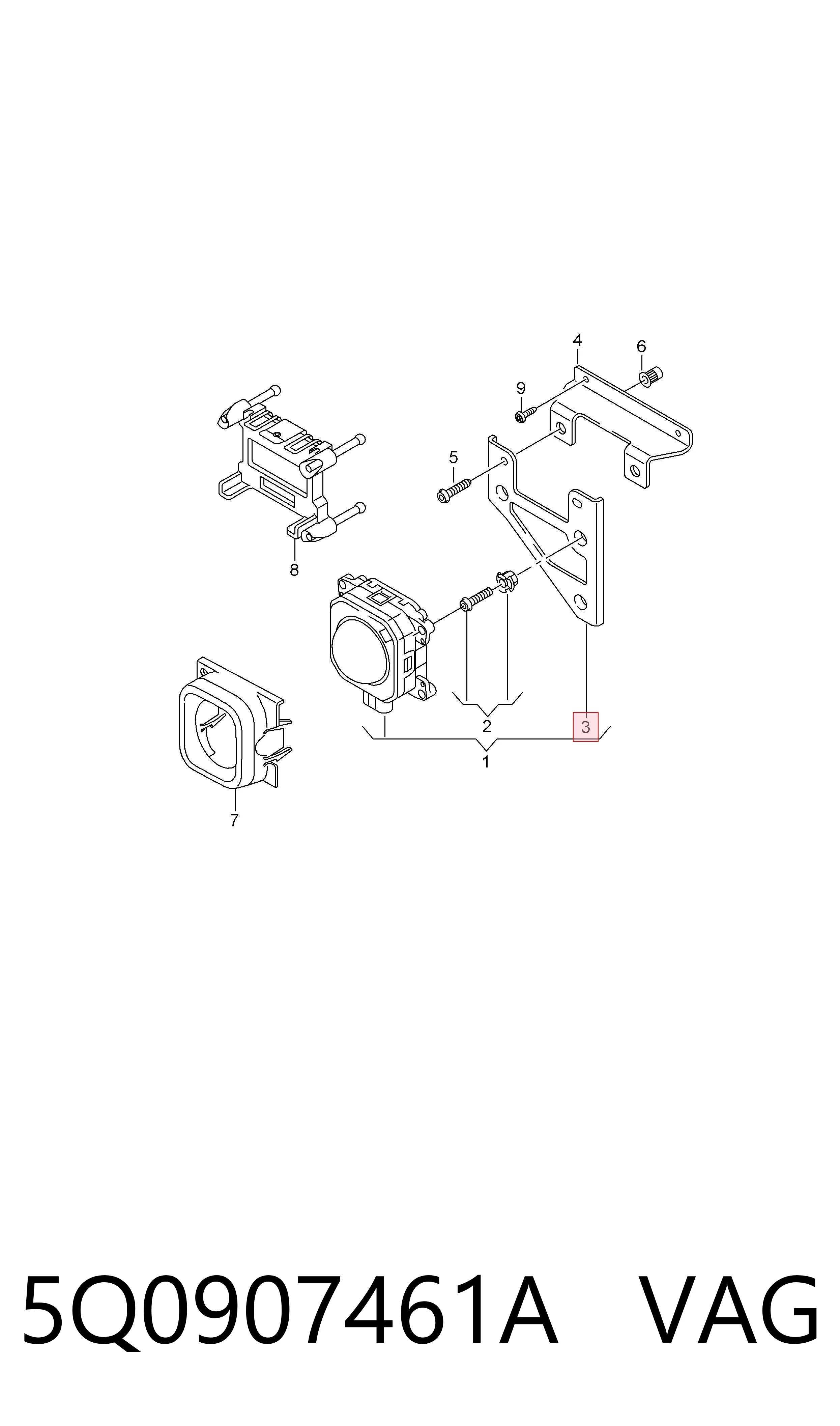 5Q0907461A VAG Soporte del radar de control de crucero (distronic)