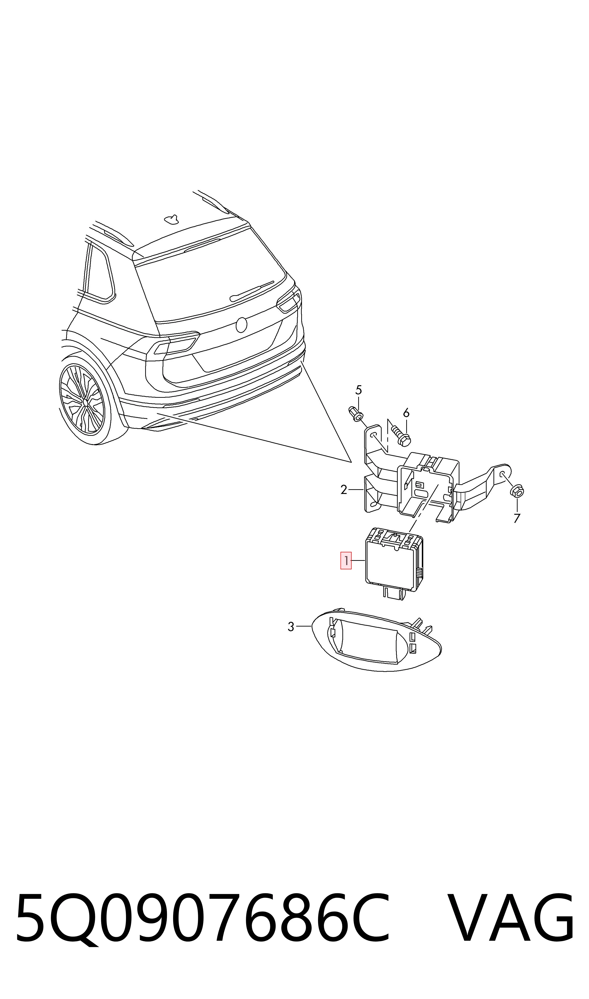 5Q0907686C VAG Sensor de ángulo muerto trasero