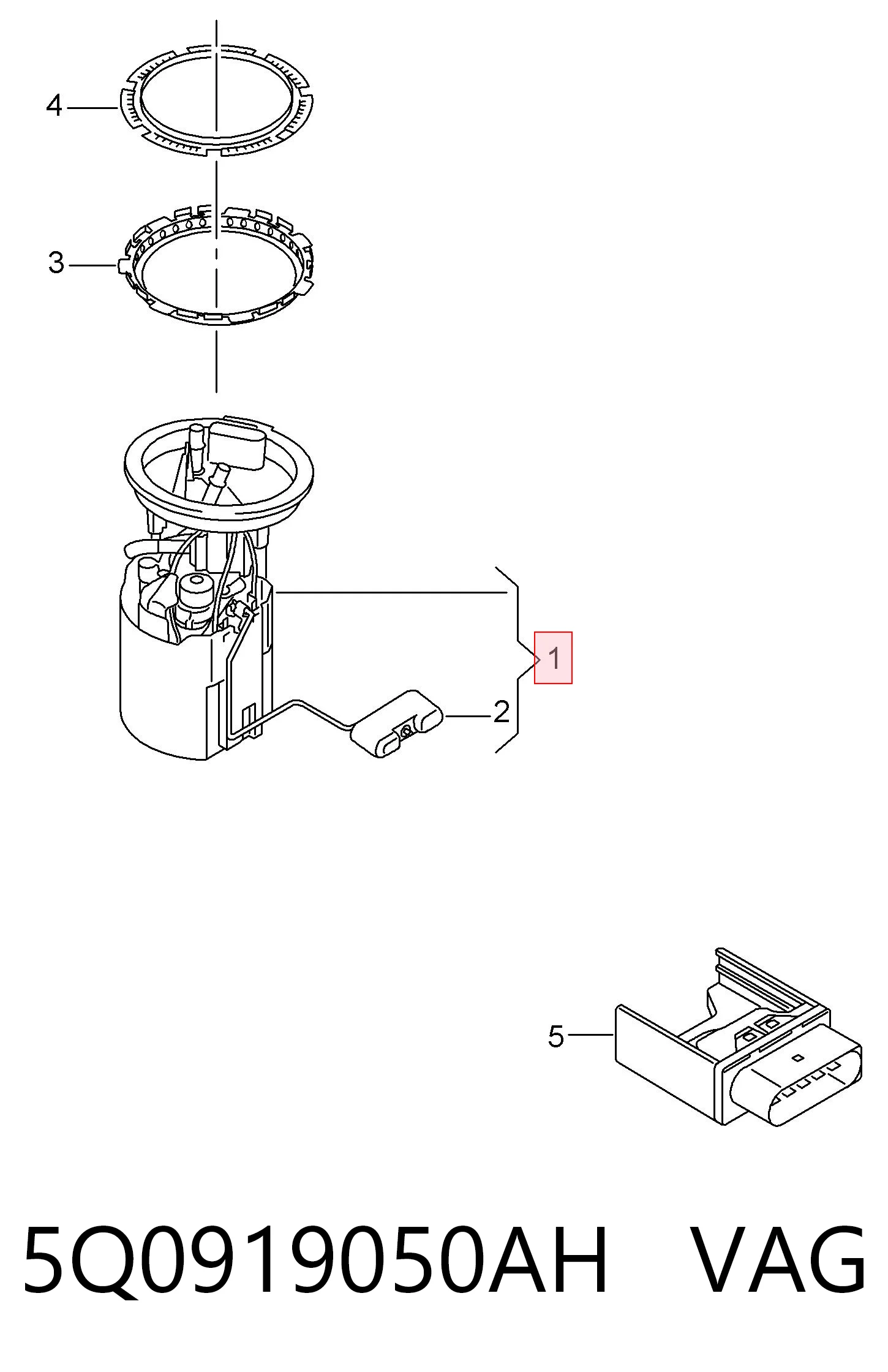 Módulo de bomba de combustible con sensor de nivel de combustible 5Q0919050AH VAG