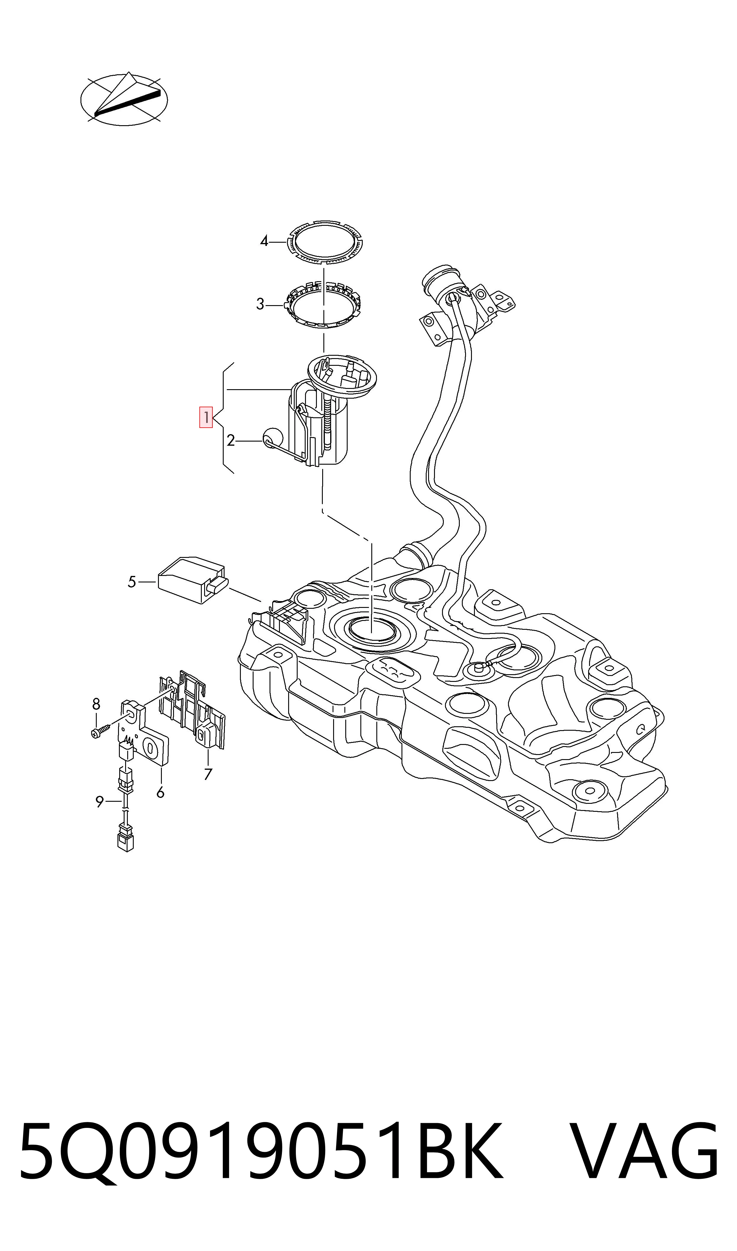 5Q0919051BK VAG Módulo de alimentación de combustible