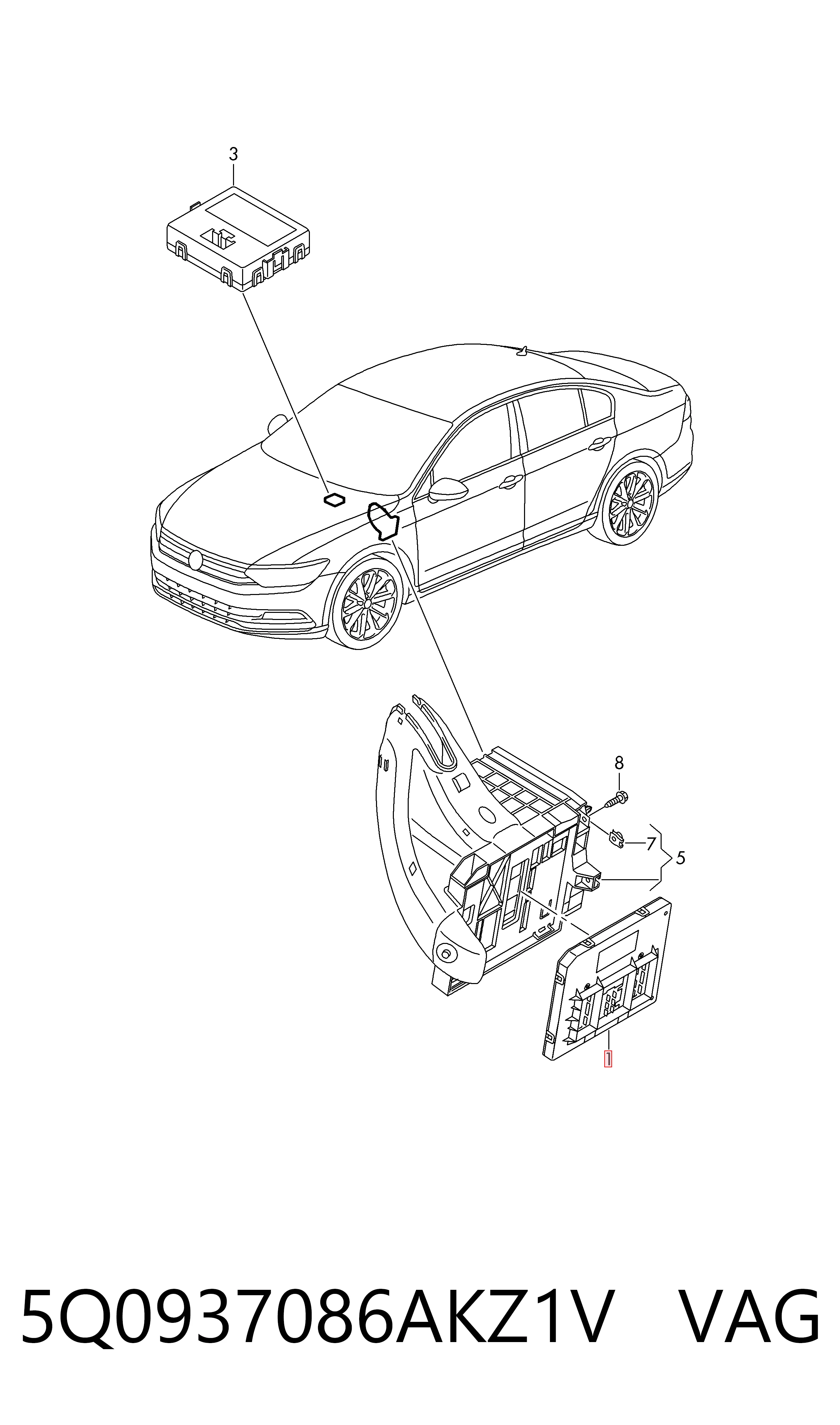 Módulo de confort para Volkswagen Passat B8 3G2, CB2