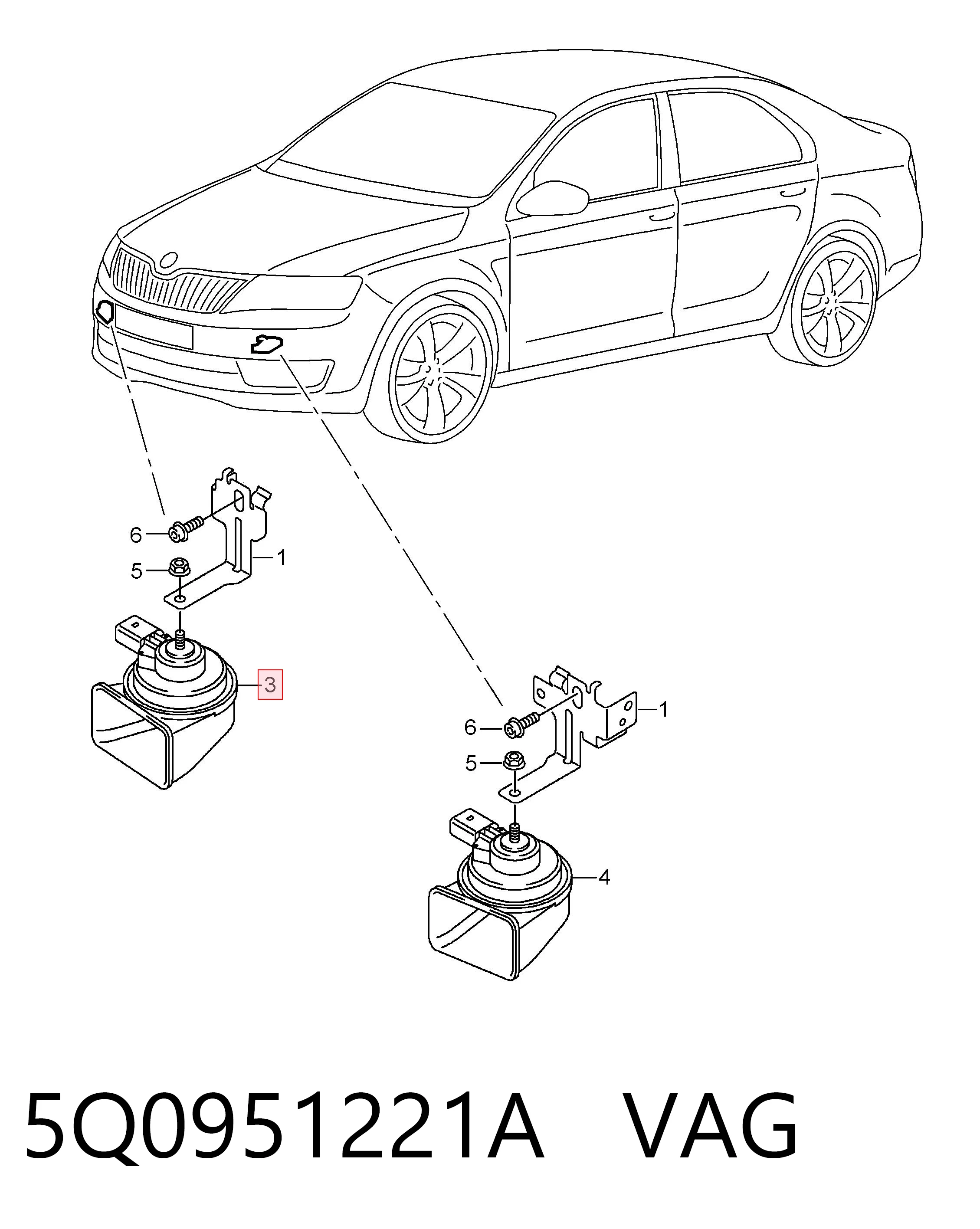 5Q0951221A VAG Claxon