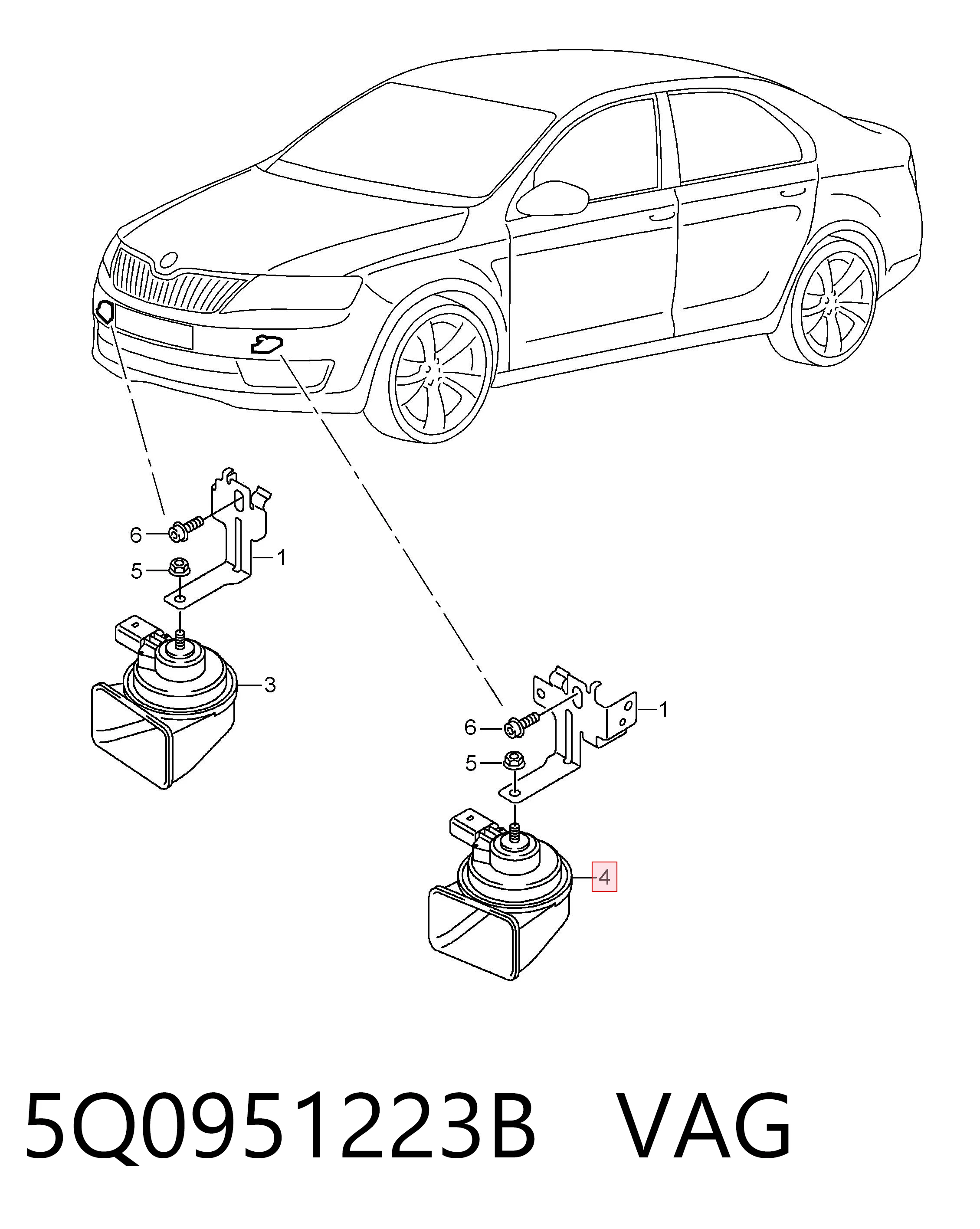 5Q0951223B VAG Claxon