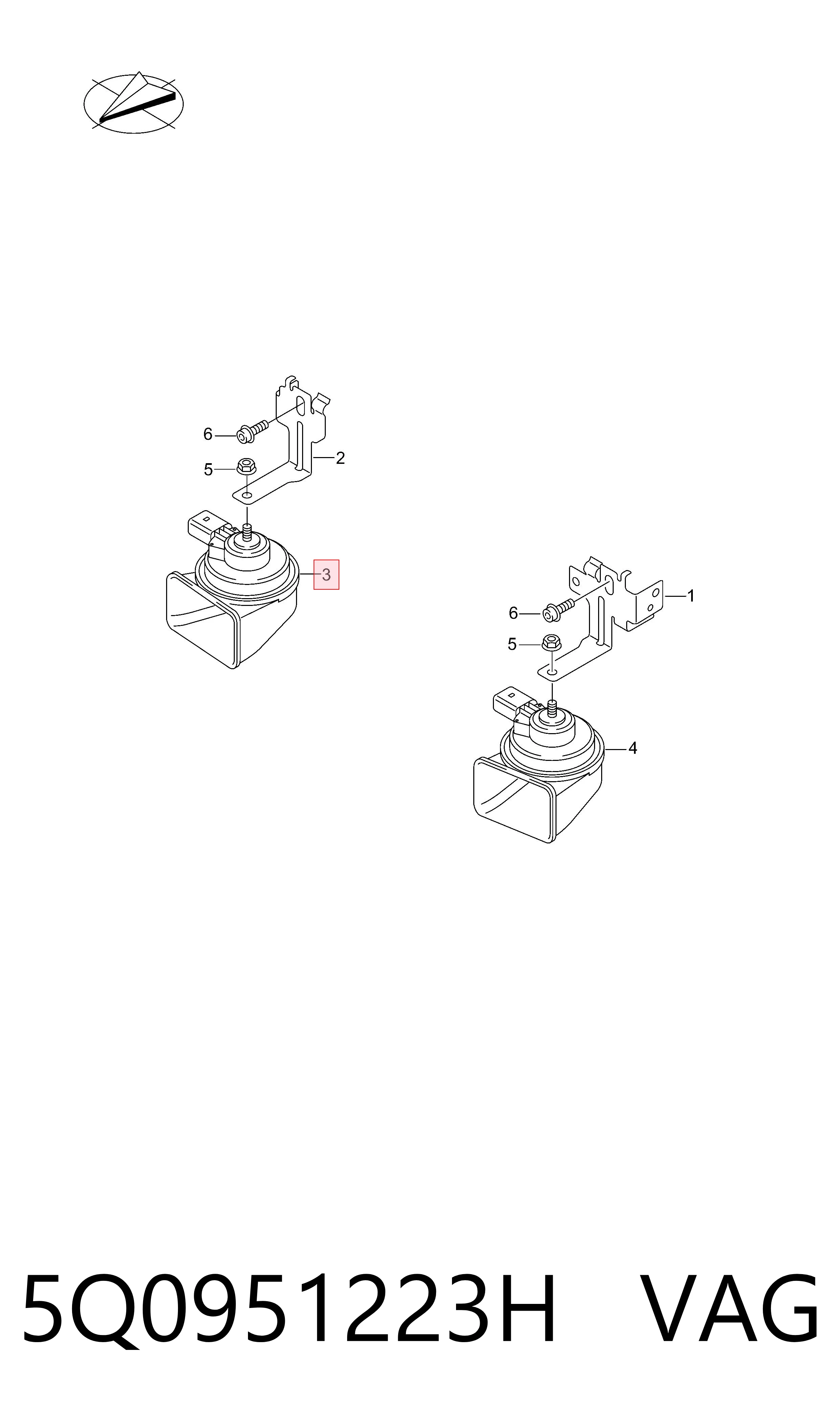 5Q0951223H VAG Claxon