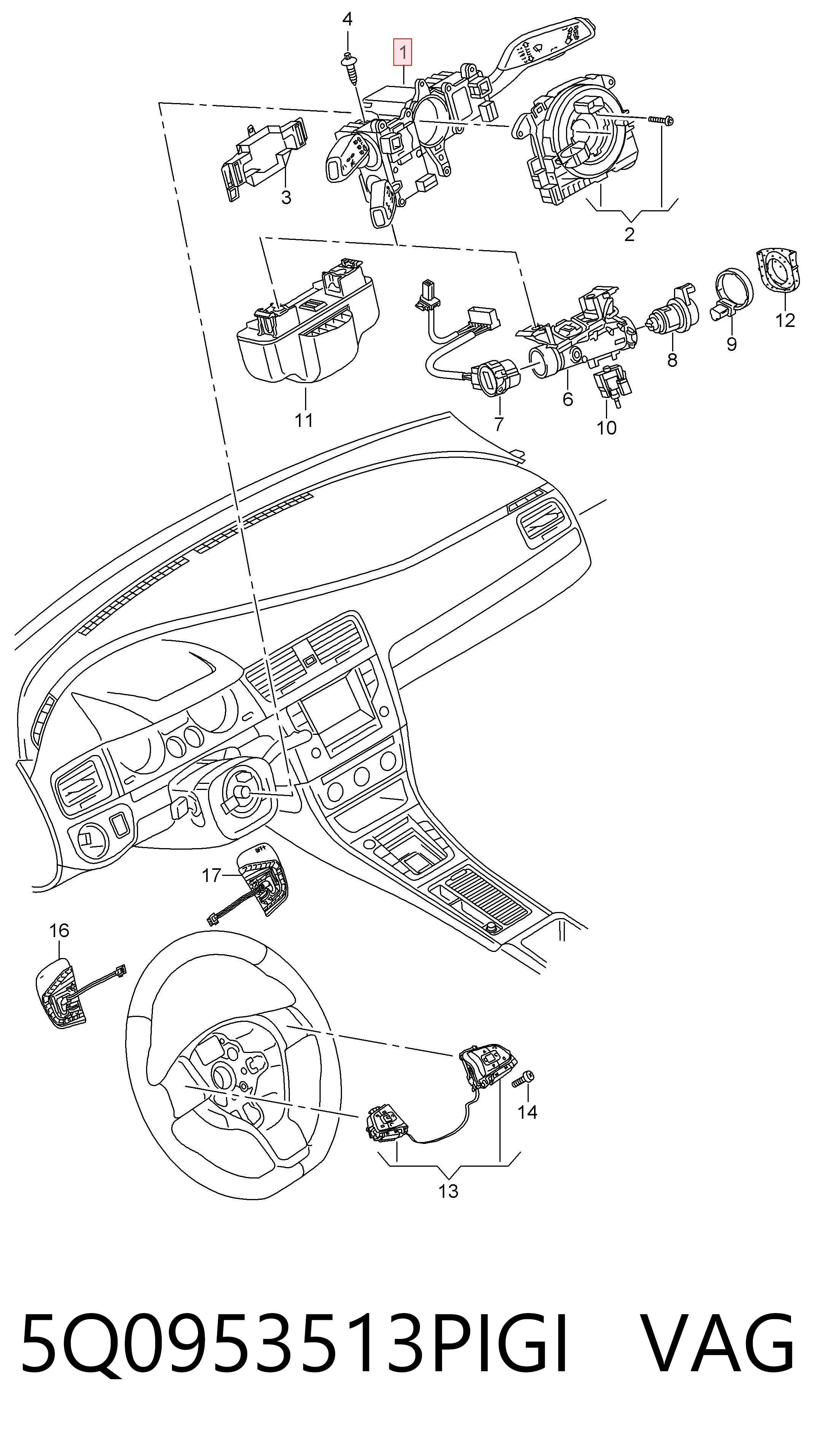 5Q0953513PIGI VAG Mando bajo volante