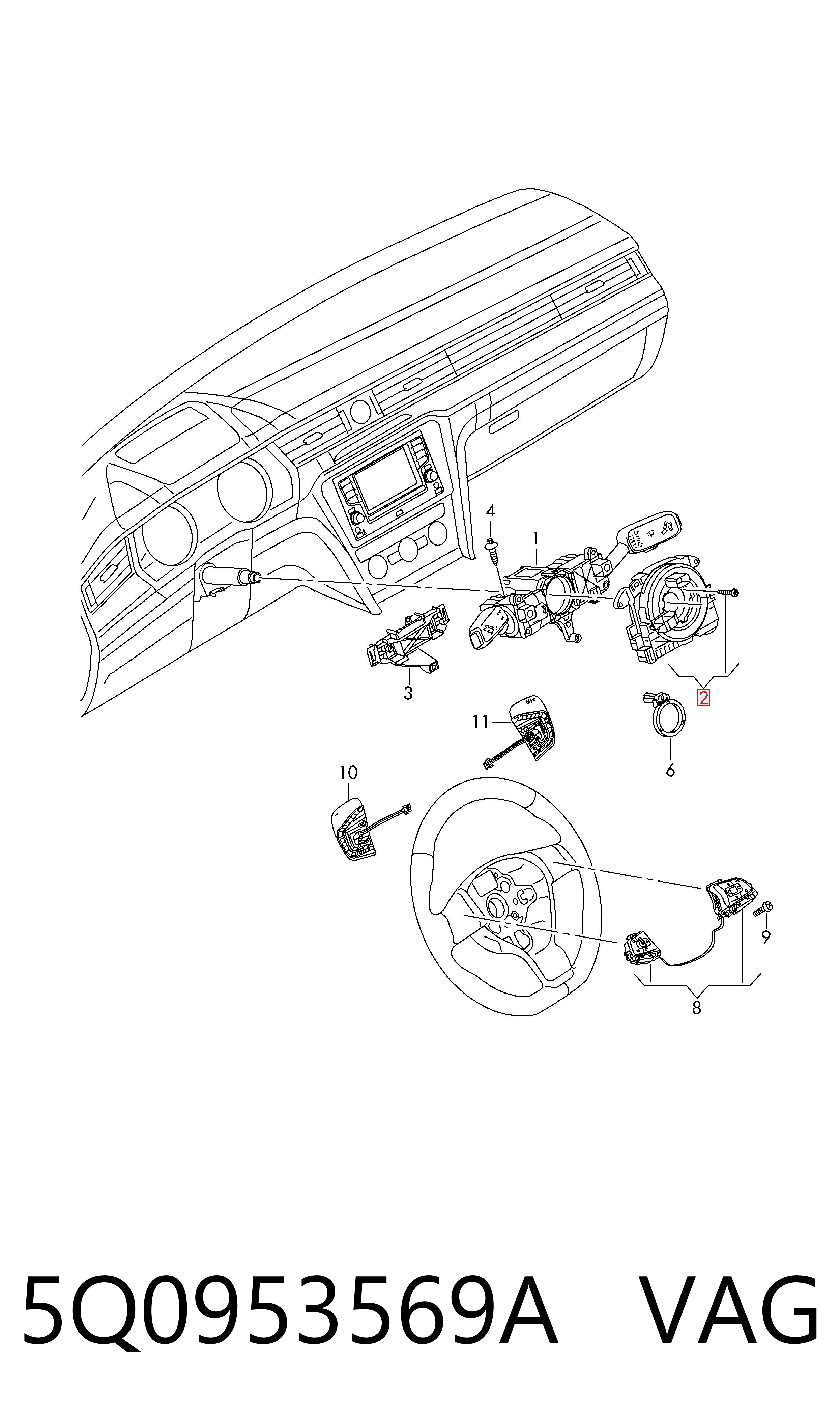 5Q0953569A VAG Anillo de AIRBAG 