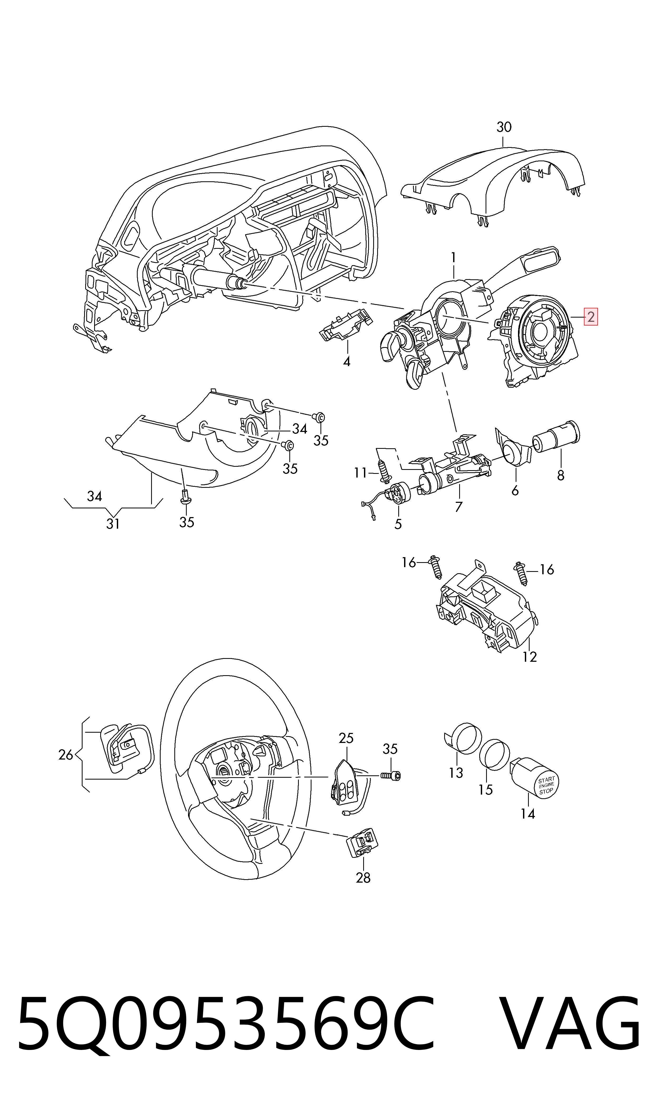 5Q0953569C VAG Anillo de AIRBAG 