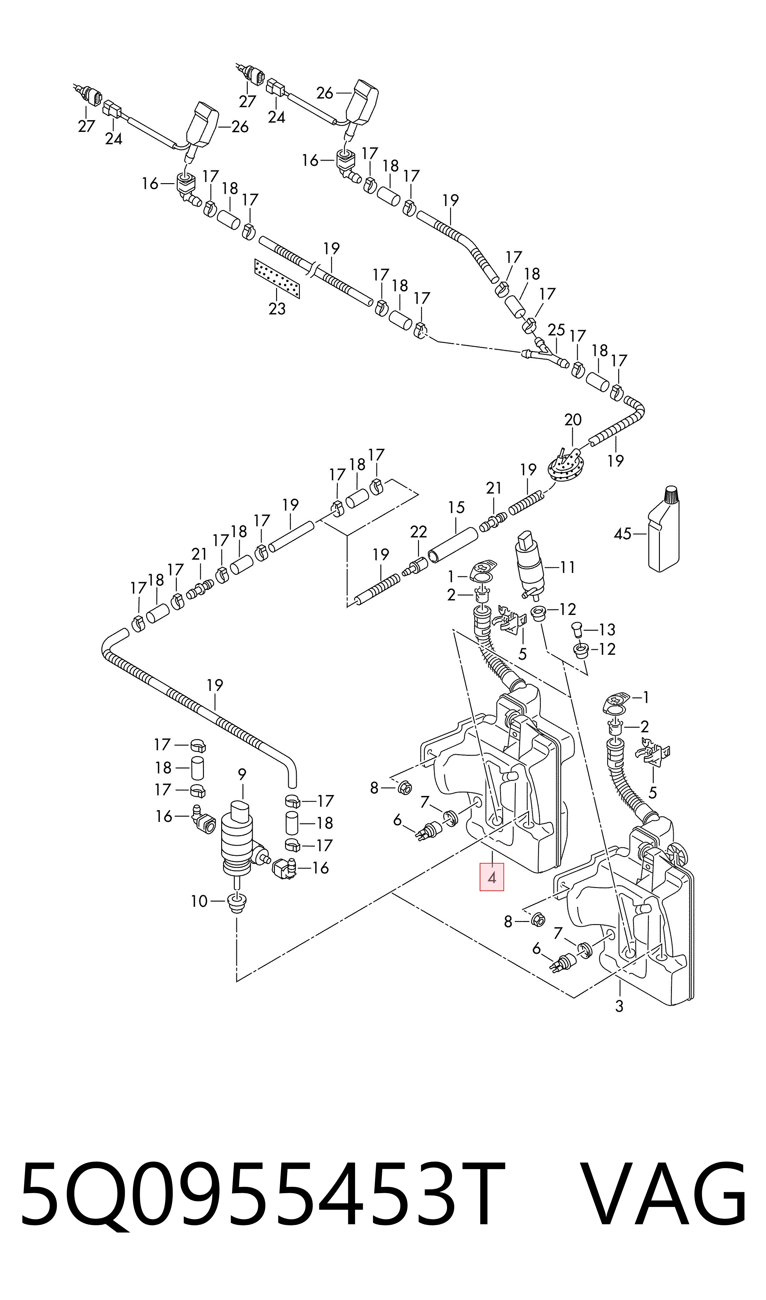 Comprar 5Q0955453T VAG Depósito de limpiaparabrisas