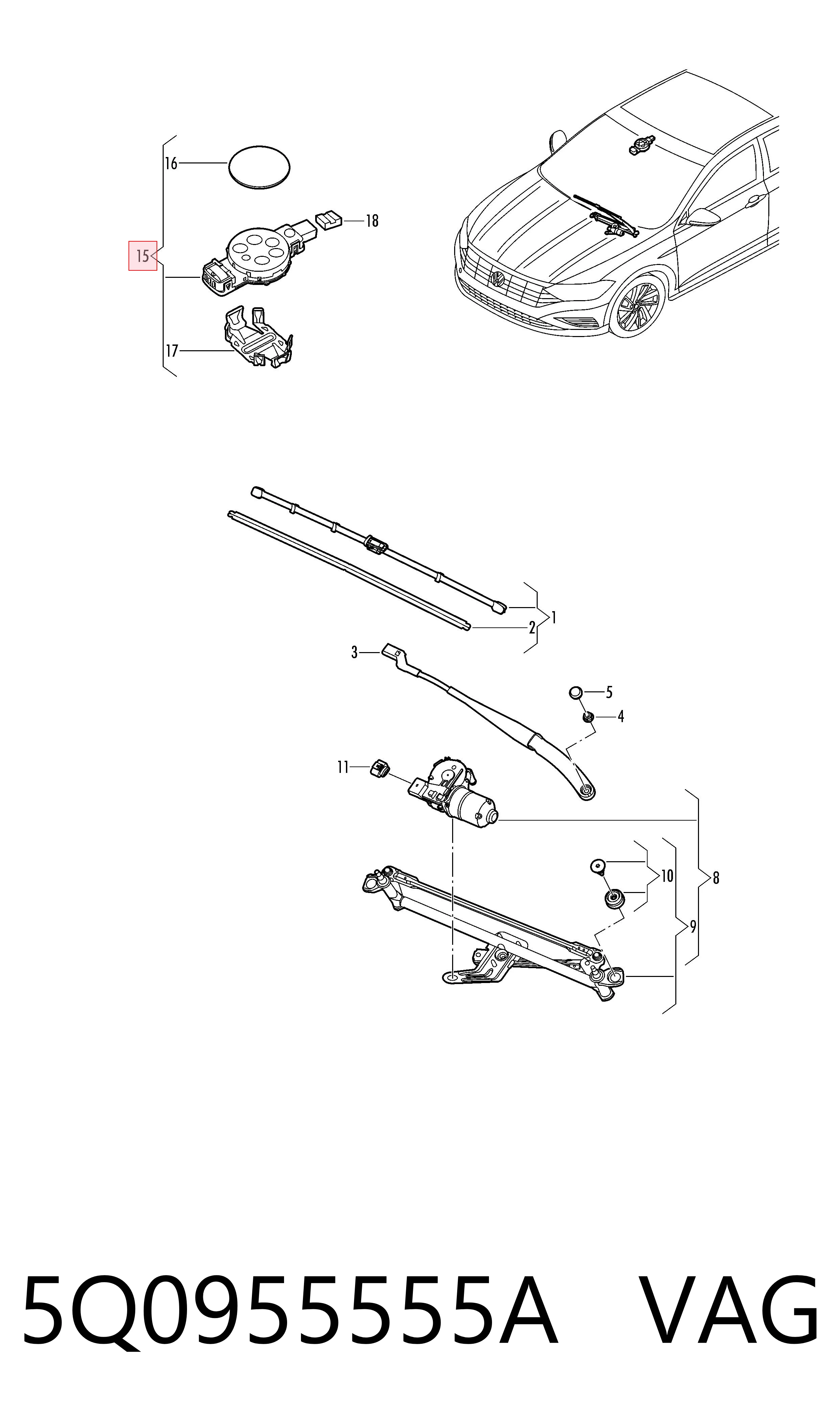 5Q0955555A VAG Sensor de lluvia