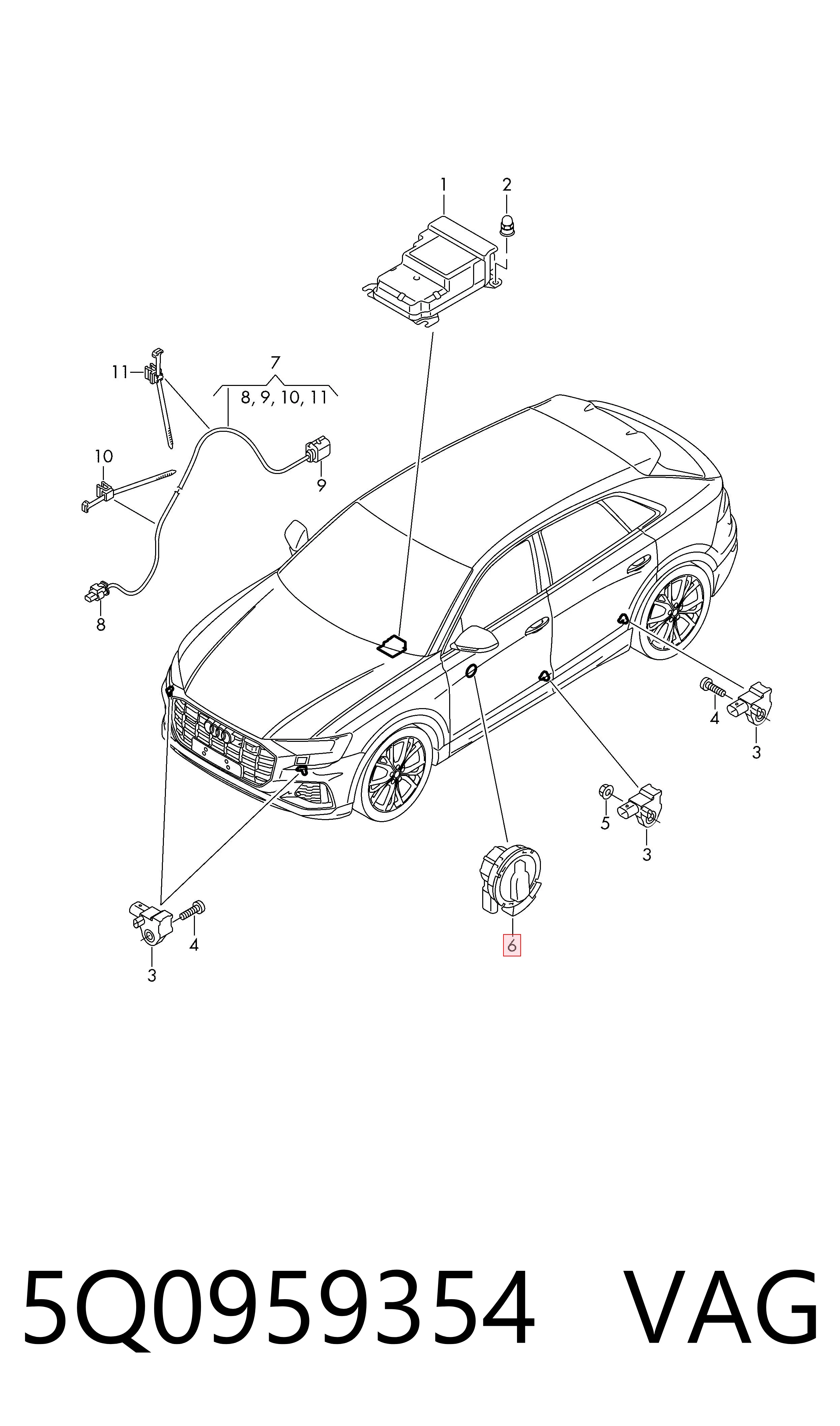5Q0959354 VAG Sensor de airbag delantero
