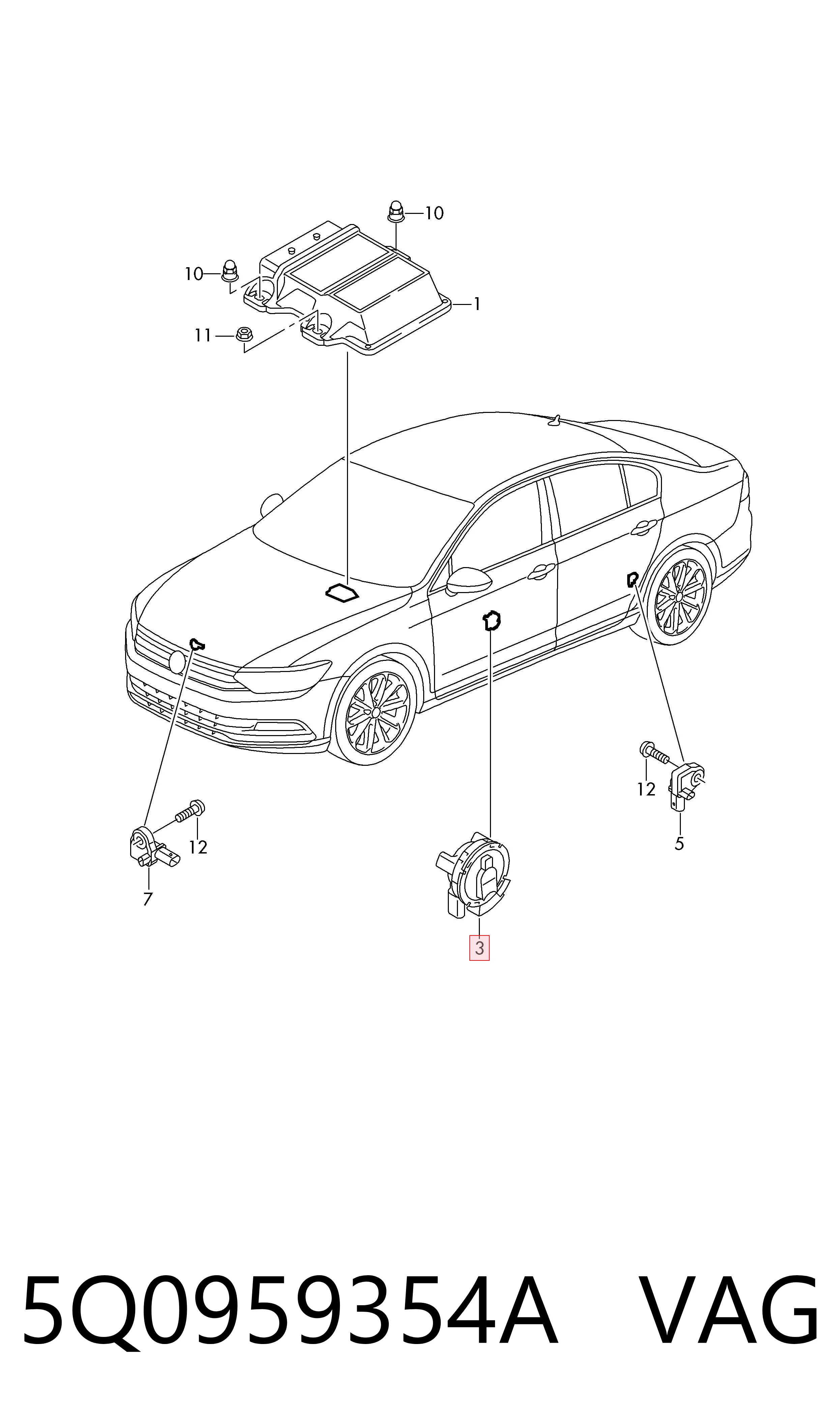 Sensor de airbag delantero VAG 5Q0959354A precio, desde 39,20 EUR