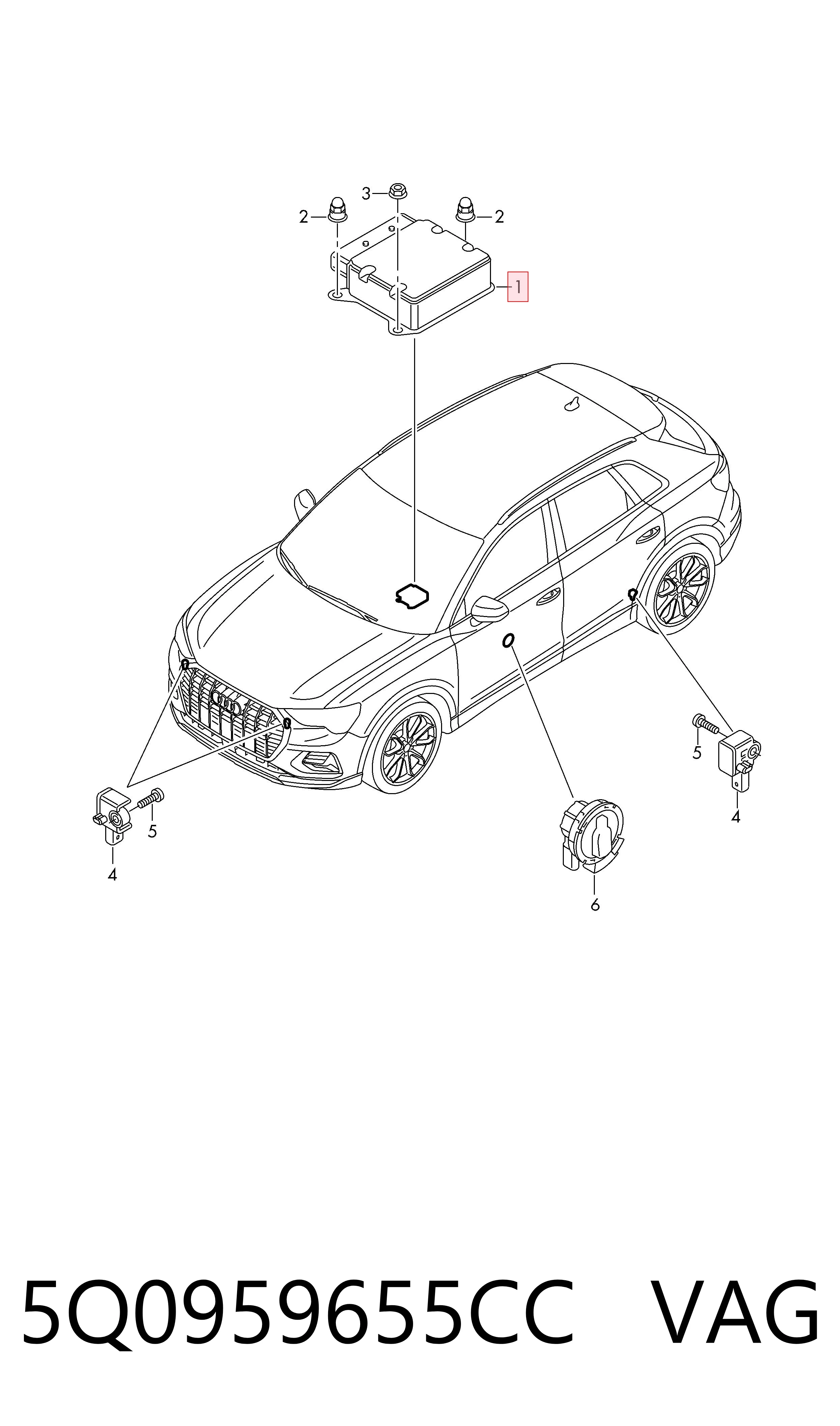 5Q0959655CC VAG Módulo de control de airbag