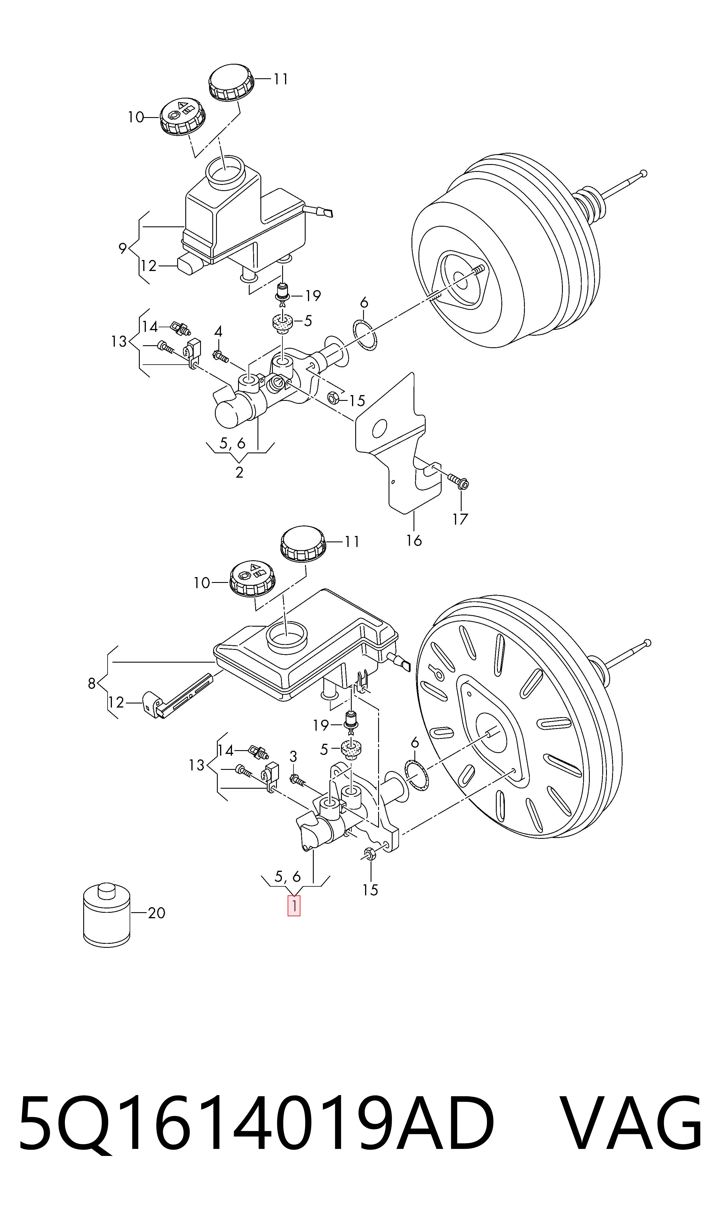 Cilindro principal de frenos para Audi Q3  F3B