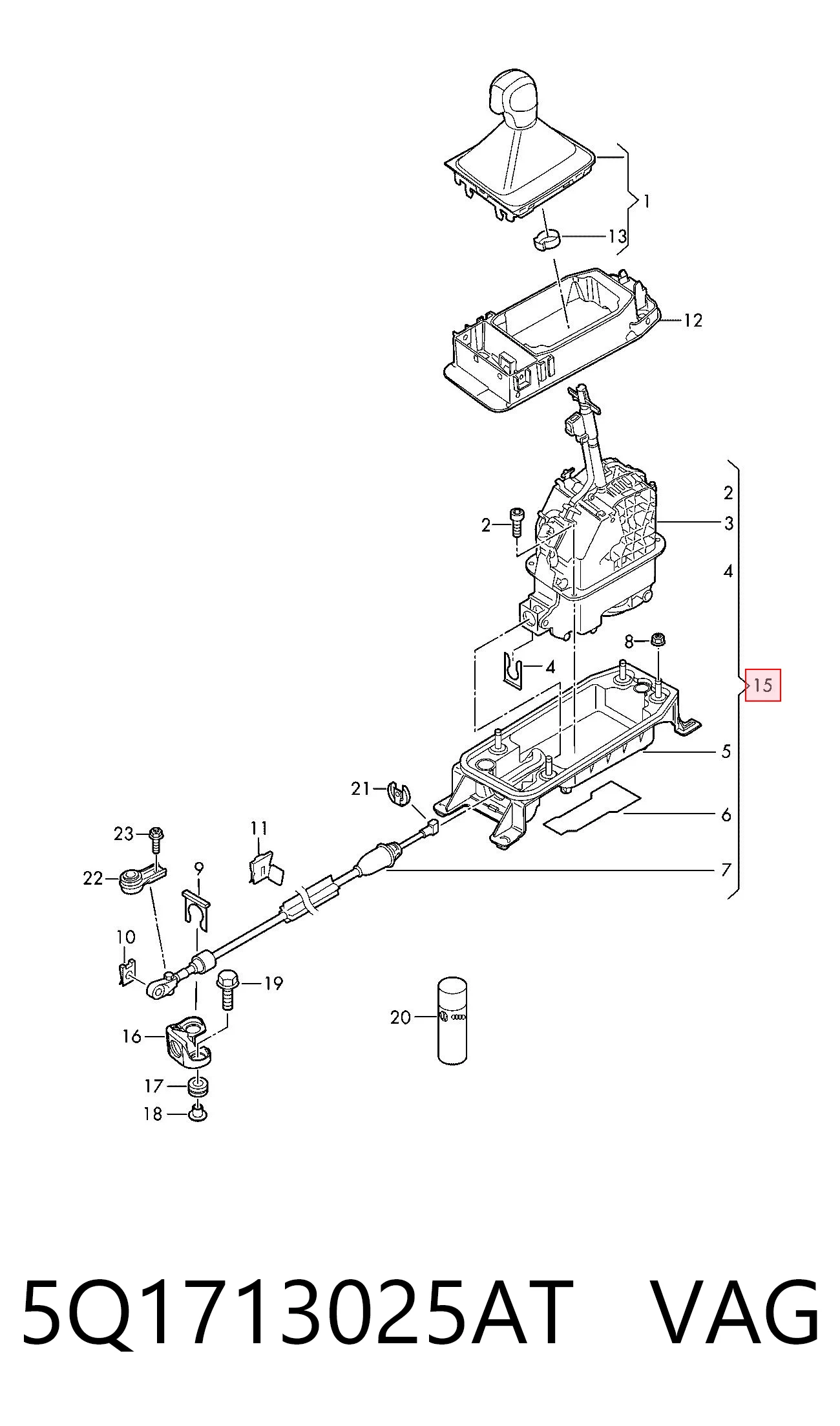 Mecanismo selector de marchas VAG 5Q1713025AT precio, desde 196,02 EUR