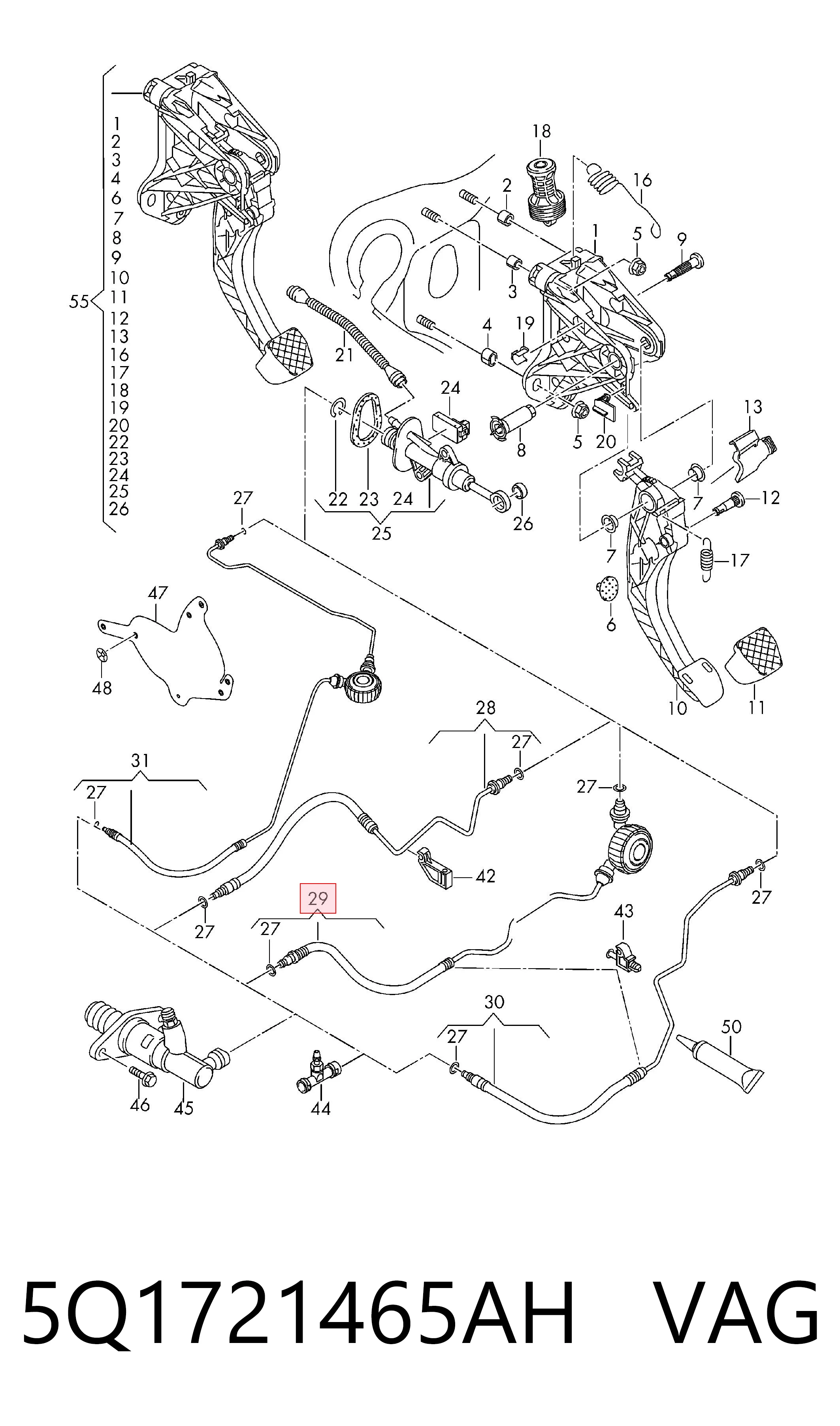 5Q1721465AH VAG Tubo flexible de embrague