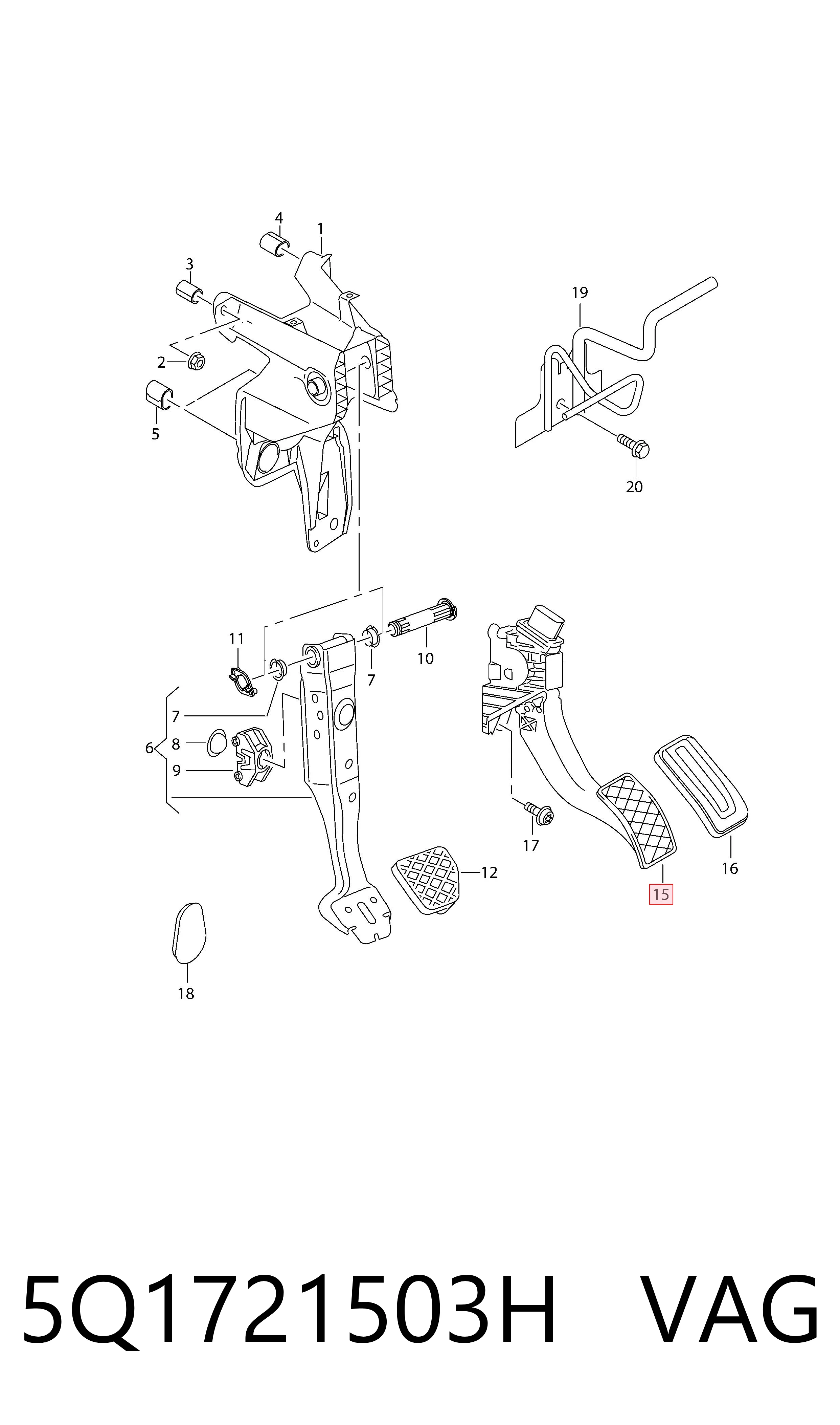 Pedal de aceleracion para Audi A3  8VS, 8VM