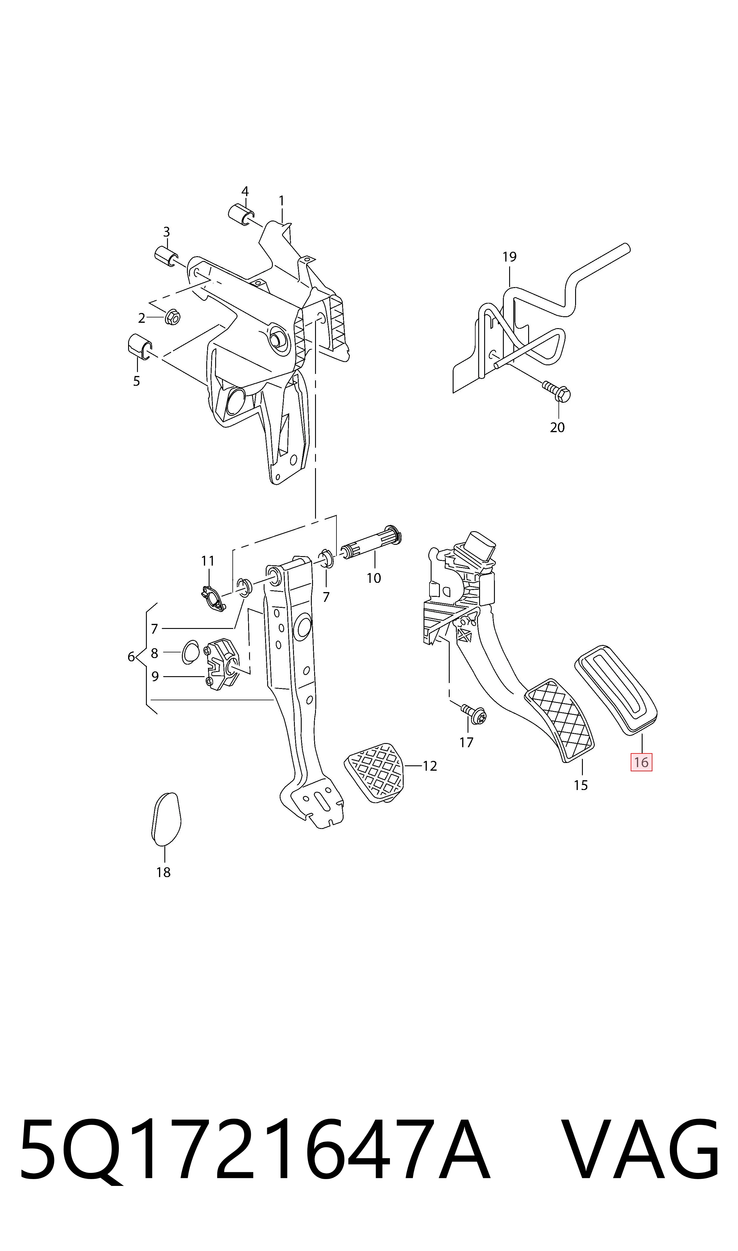 5Q1721647A VAG Cubierta del pedal del acelerador