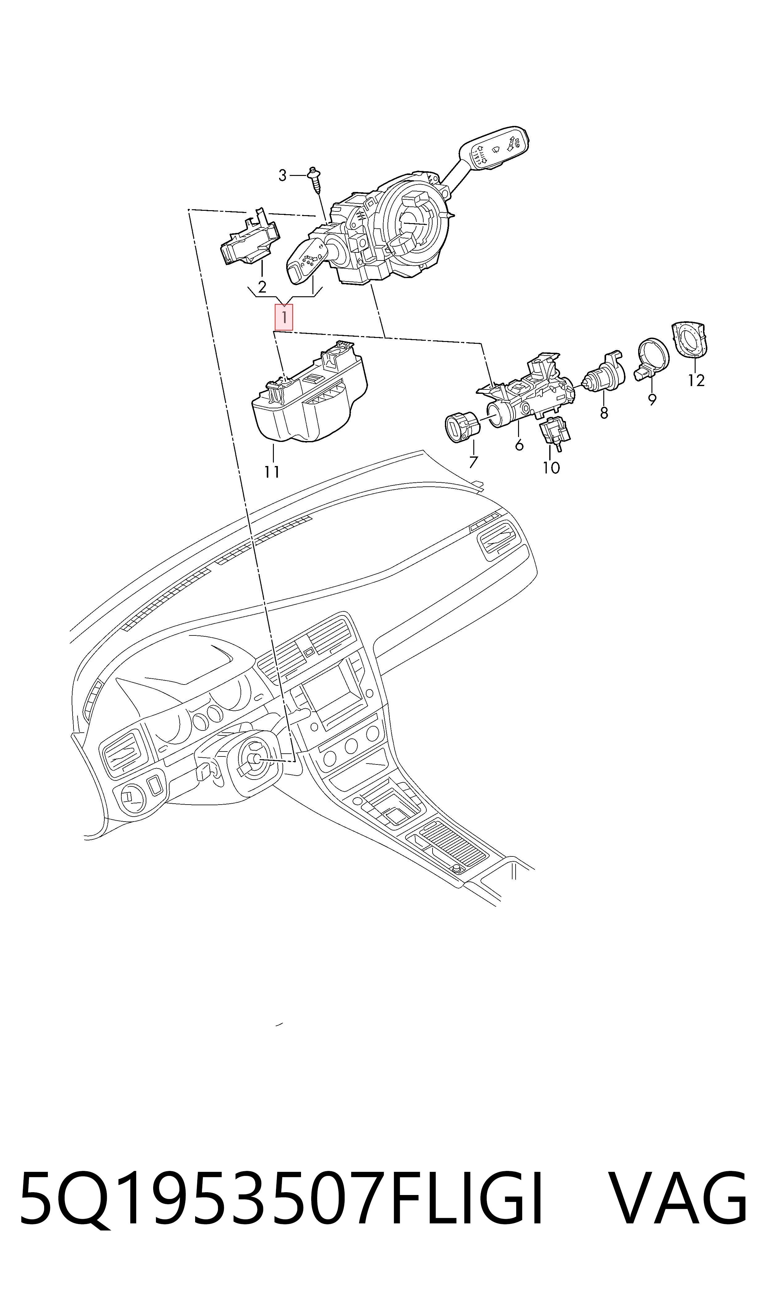 Interruptor de la columna de dirección completo Ford 5Q1953507FLIGI precio, desde 65,34 EUR