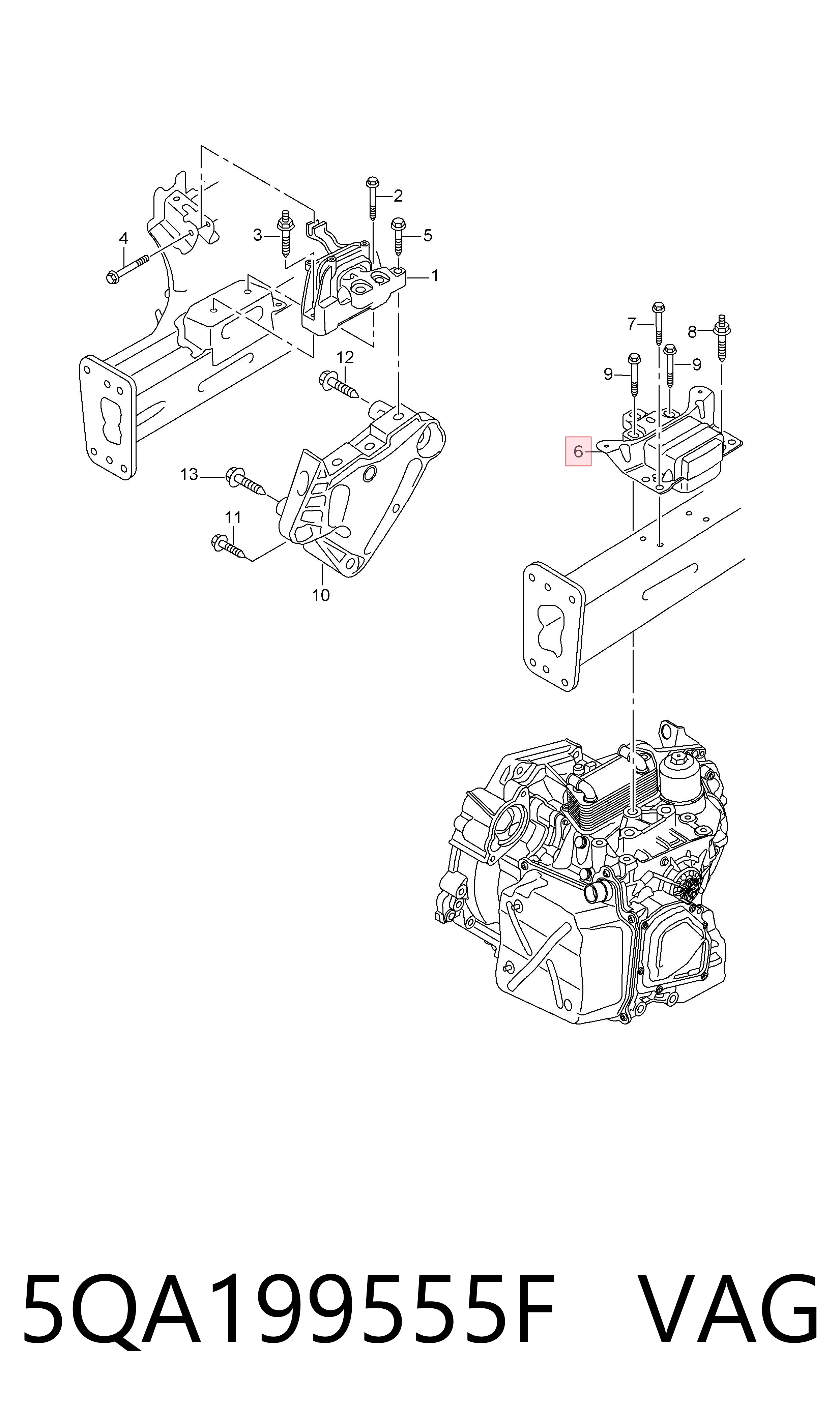 Soporte izquierdo del motor VAG 5QA199555F precio, desde 102,59 EUR