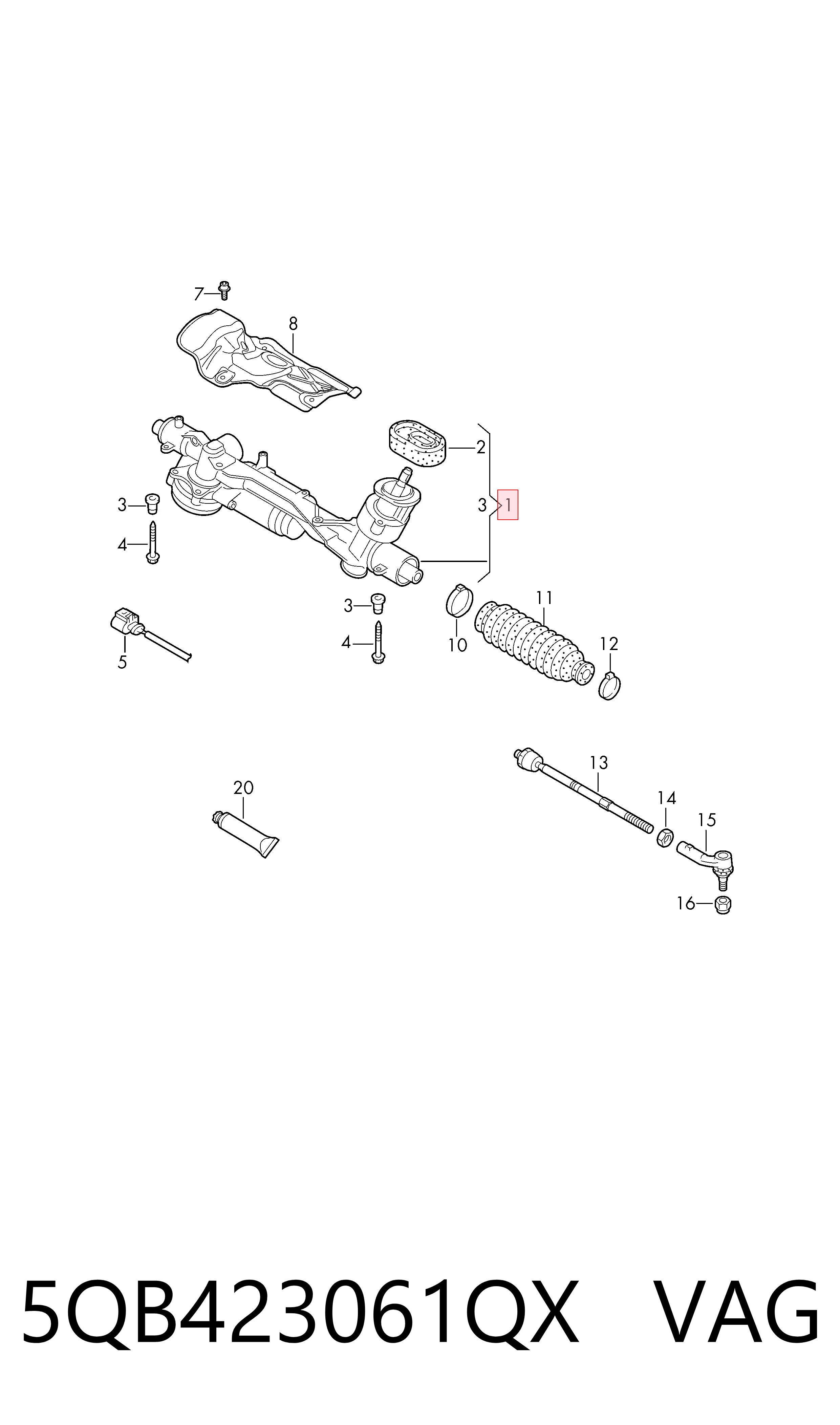 Cremallera caja de direccion para Volkswagen Touran III 5T1