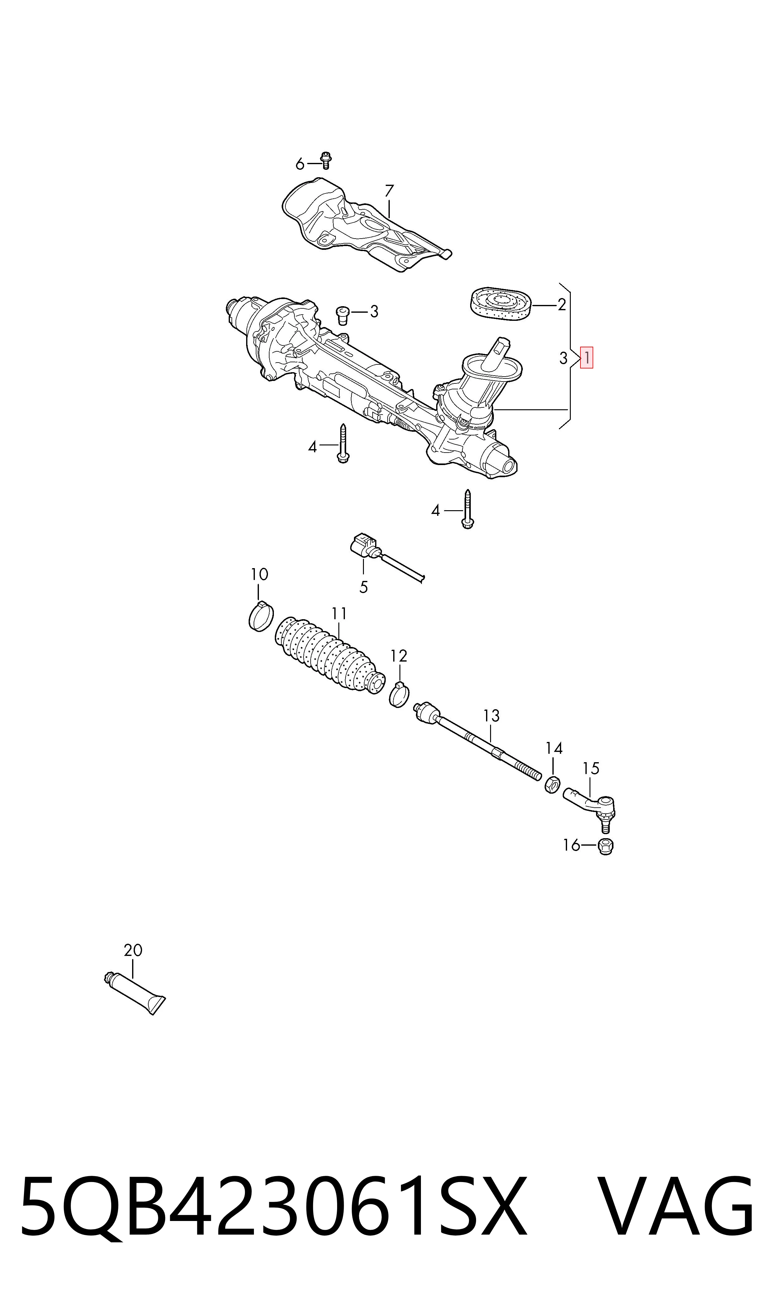 Cremallera de dirección para Volkswagen Touran 5T1