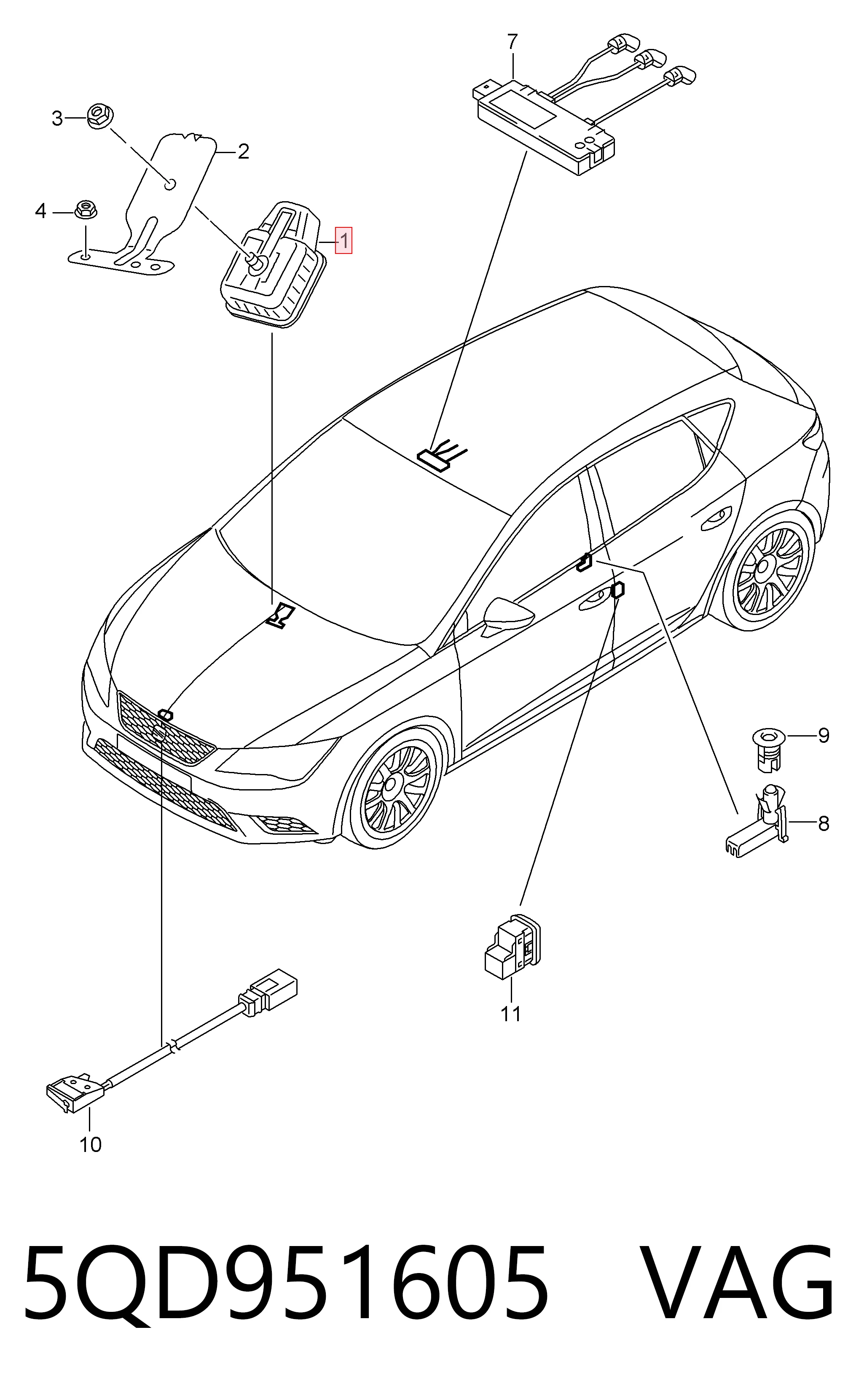 5QD951605 VAG Sirena de alarma antirrobo