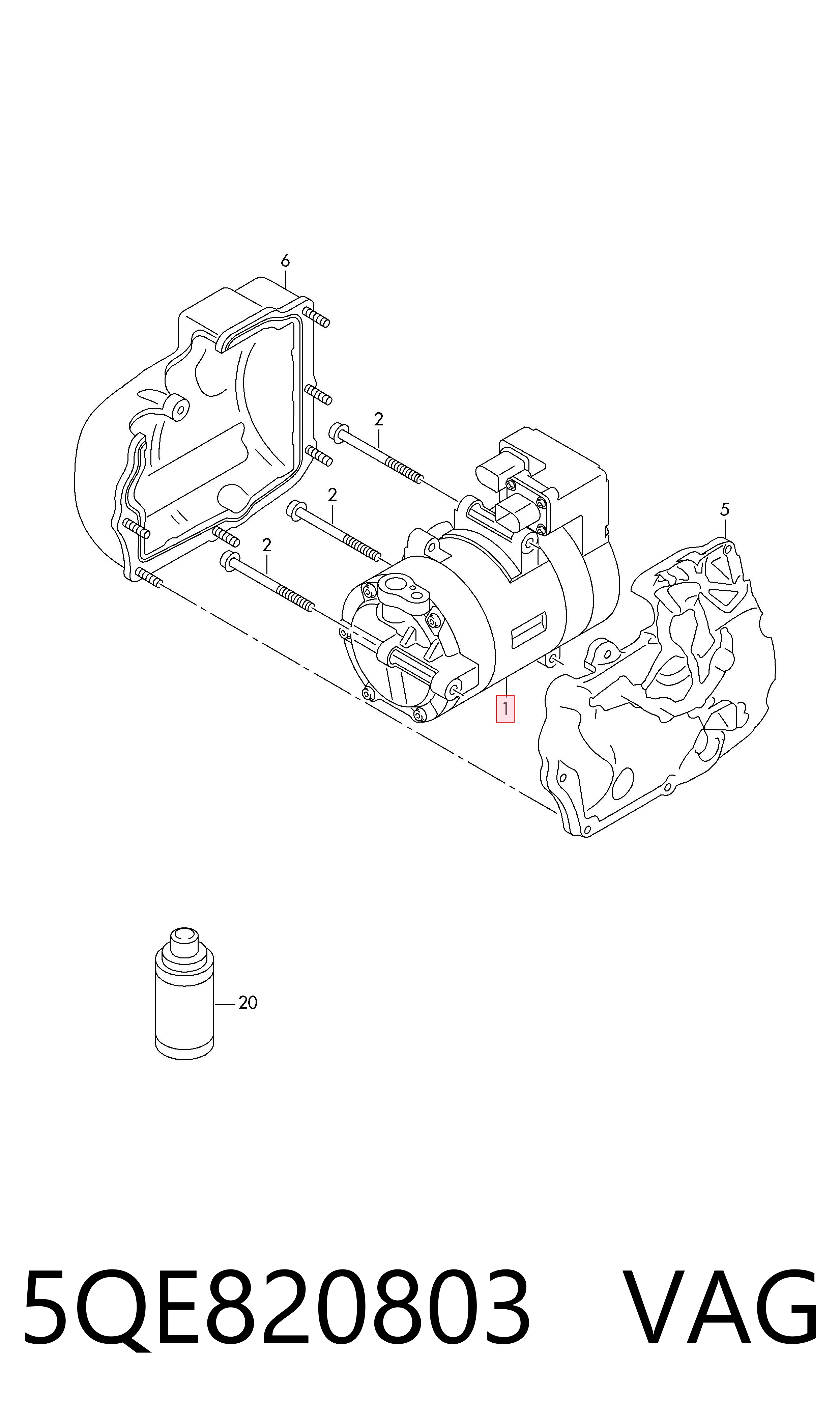 Compresor de aire acondicionado 5QE820803 VAG