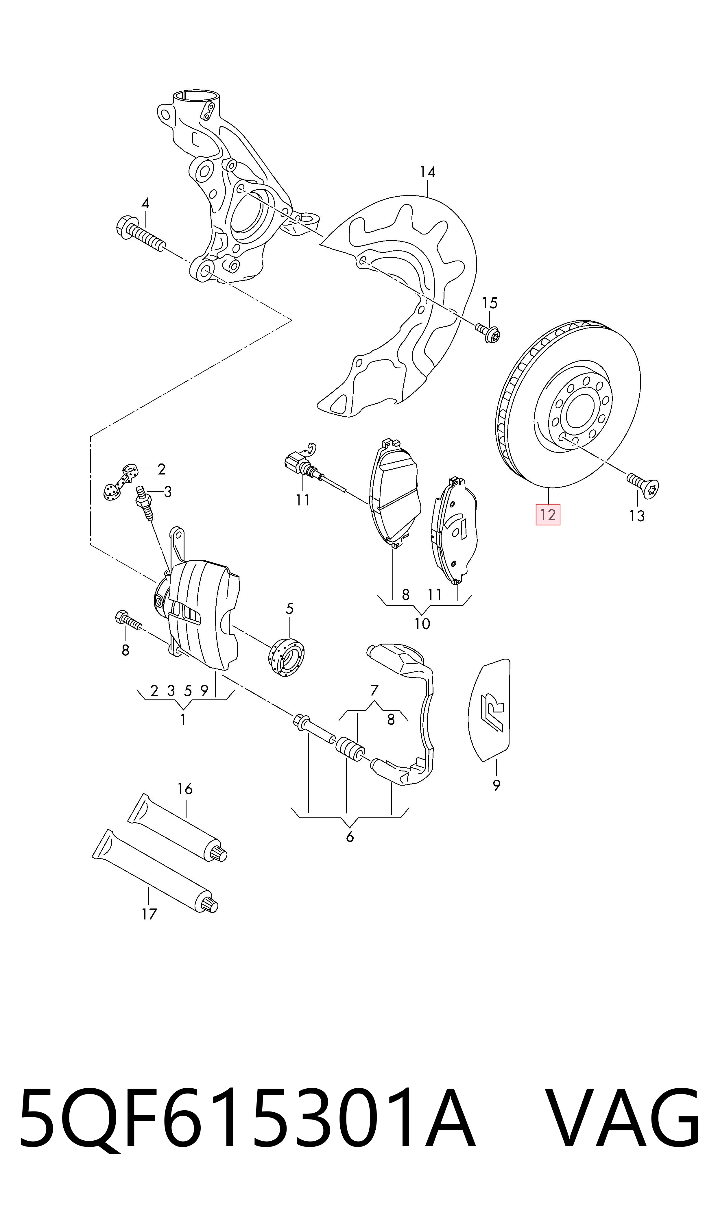 Comprar 5QF615301A VAG Freno de disco delantero