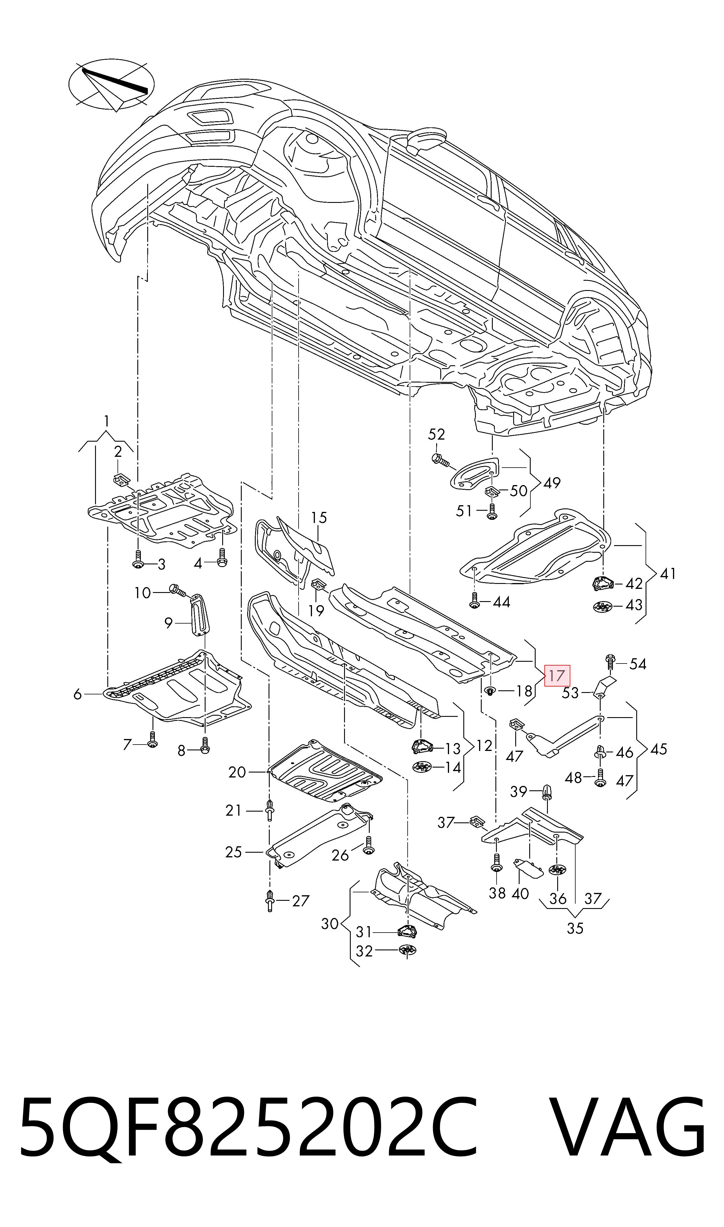 5QF825202C VAG Protección inferior derecha